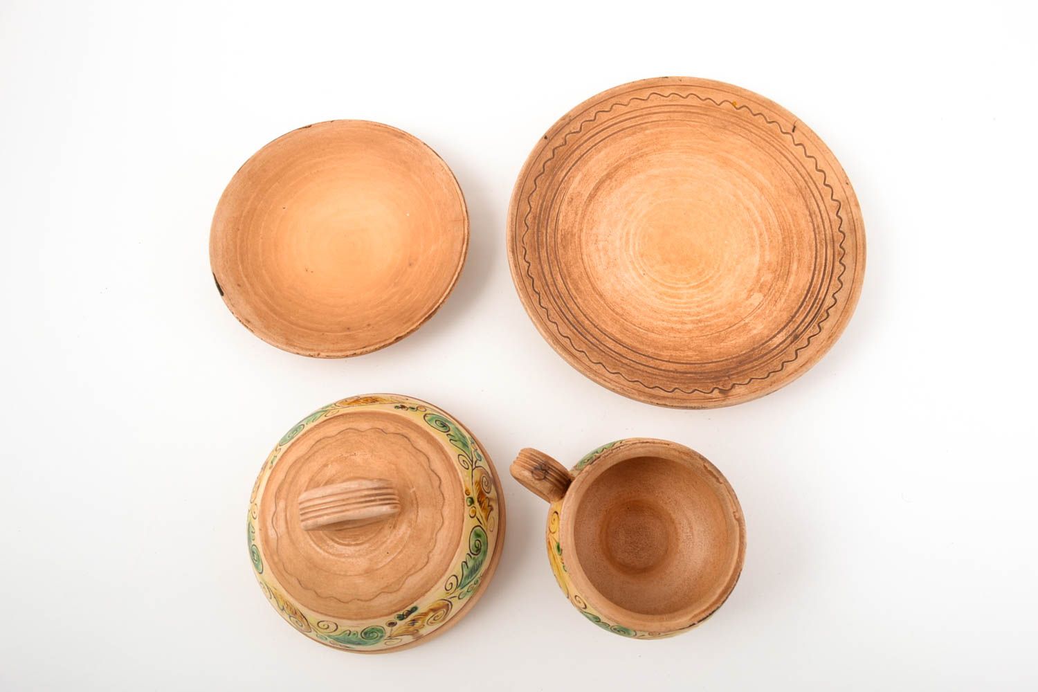 Набор керамической посуды хэнд мэйд керамическая тарелка глиняная чашка масленка фото 4