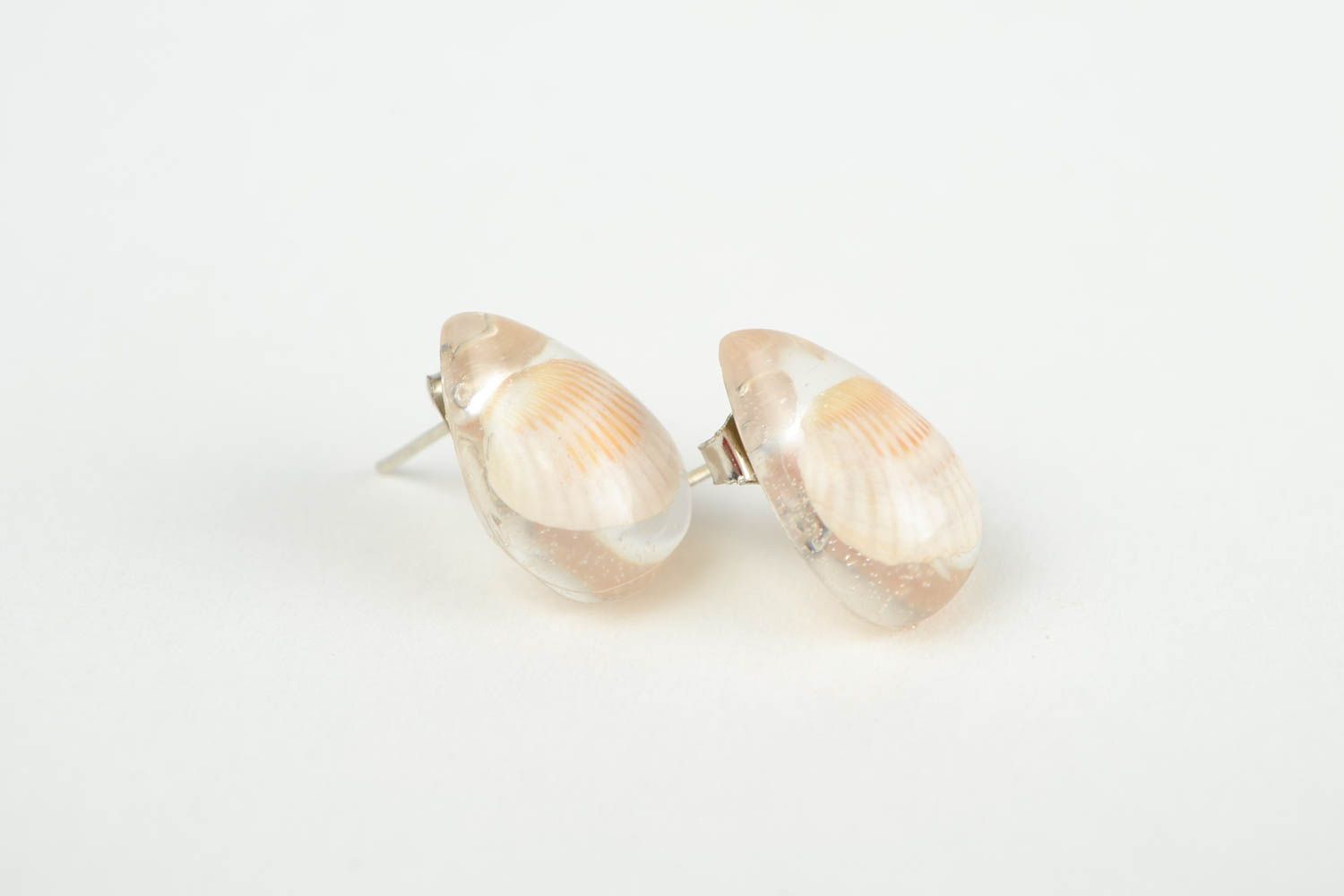 Handmade designer stud earrings unusual cute earrings epoxy resin jewelry photo 4