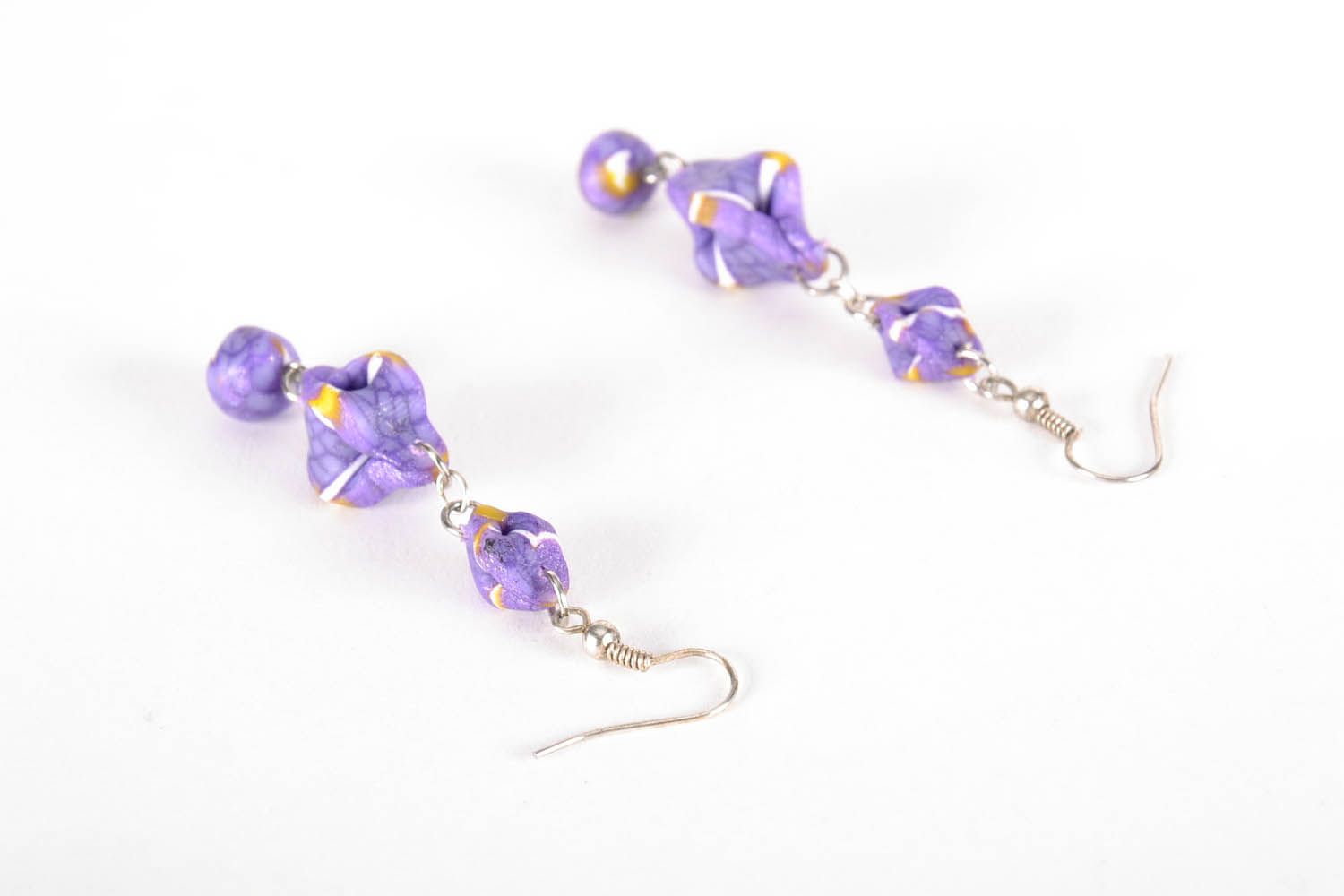 Long violet earrings photo 2