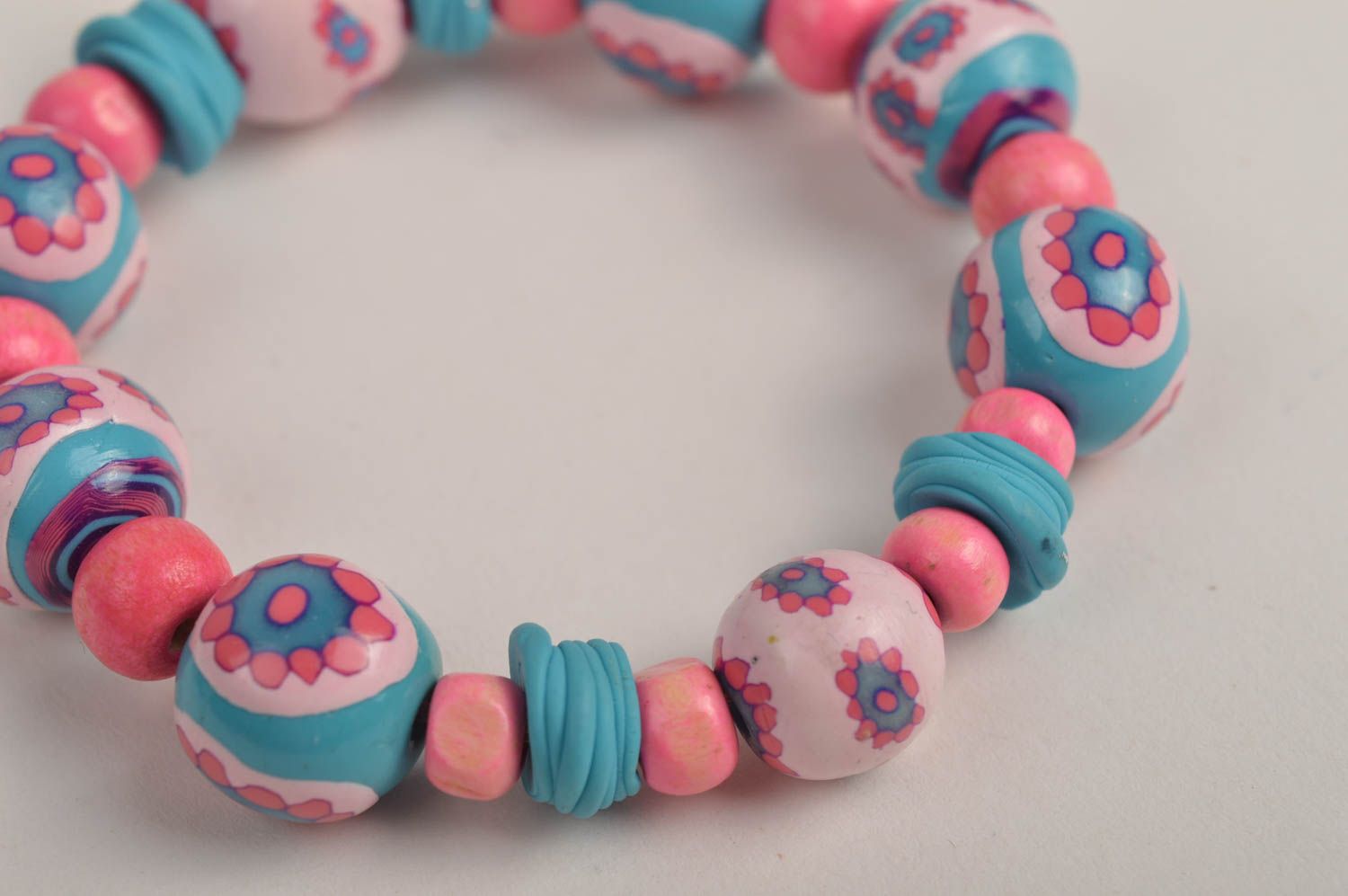 Plastic bead bracelet handmade polymer clay bracelet for girls summer accessory photo 5