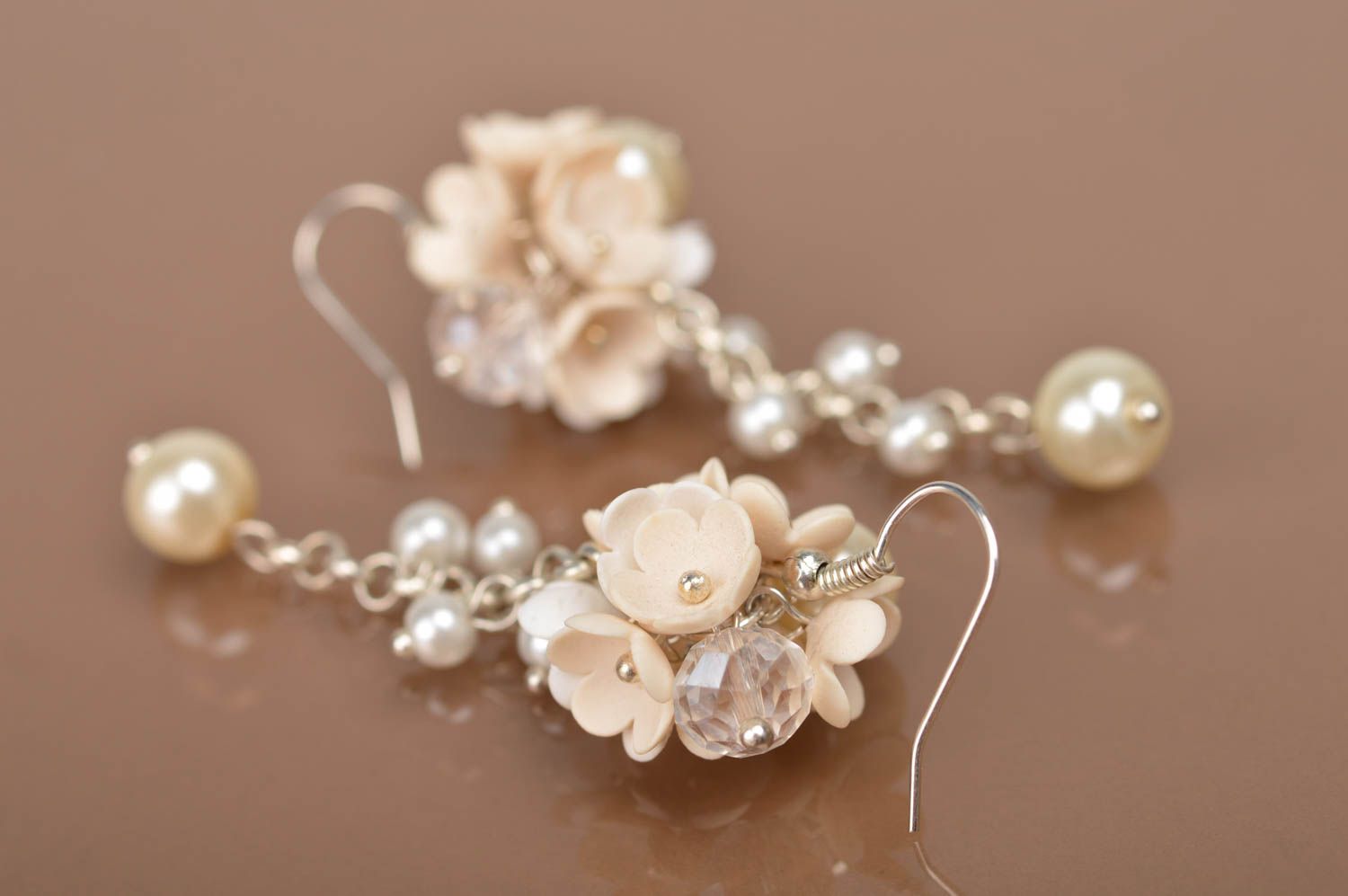 Handmade Modeschmuck Ohrhänger Blumen Schmuck Ohrringe für Damen aus Polymerton foto 2