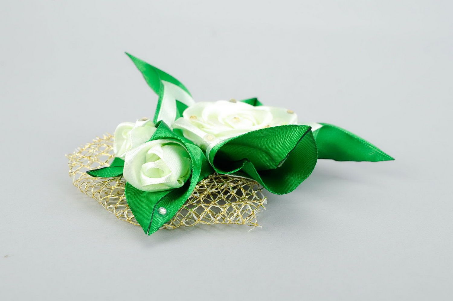Flower made of satin ribbons photo 4