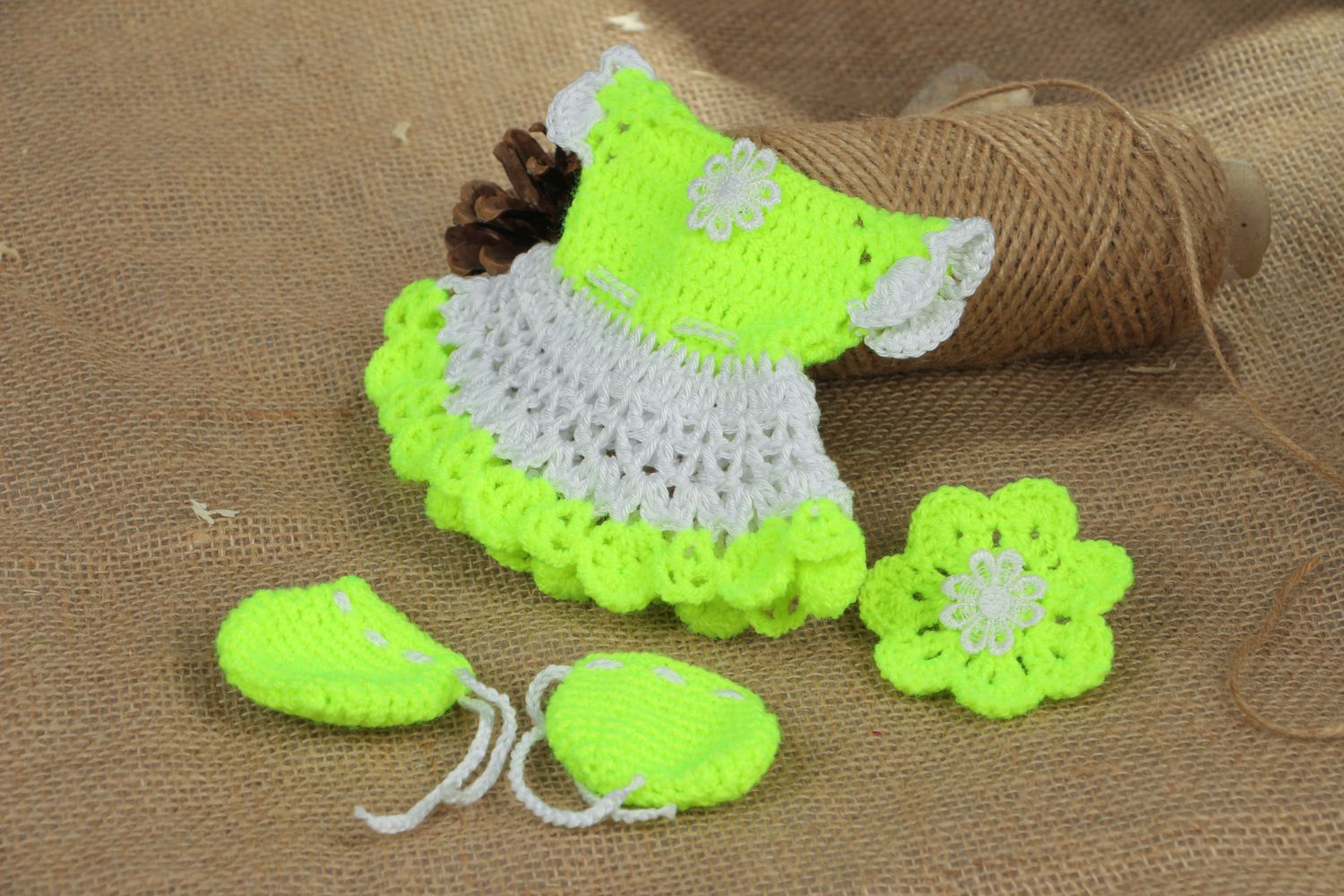 Crochet dress and booties doll clothes photo 5