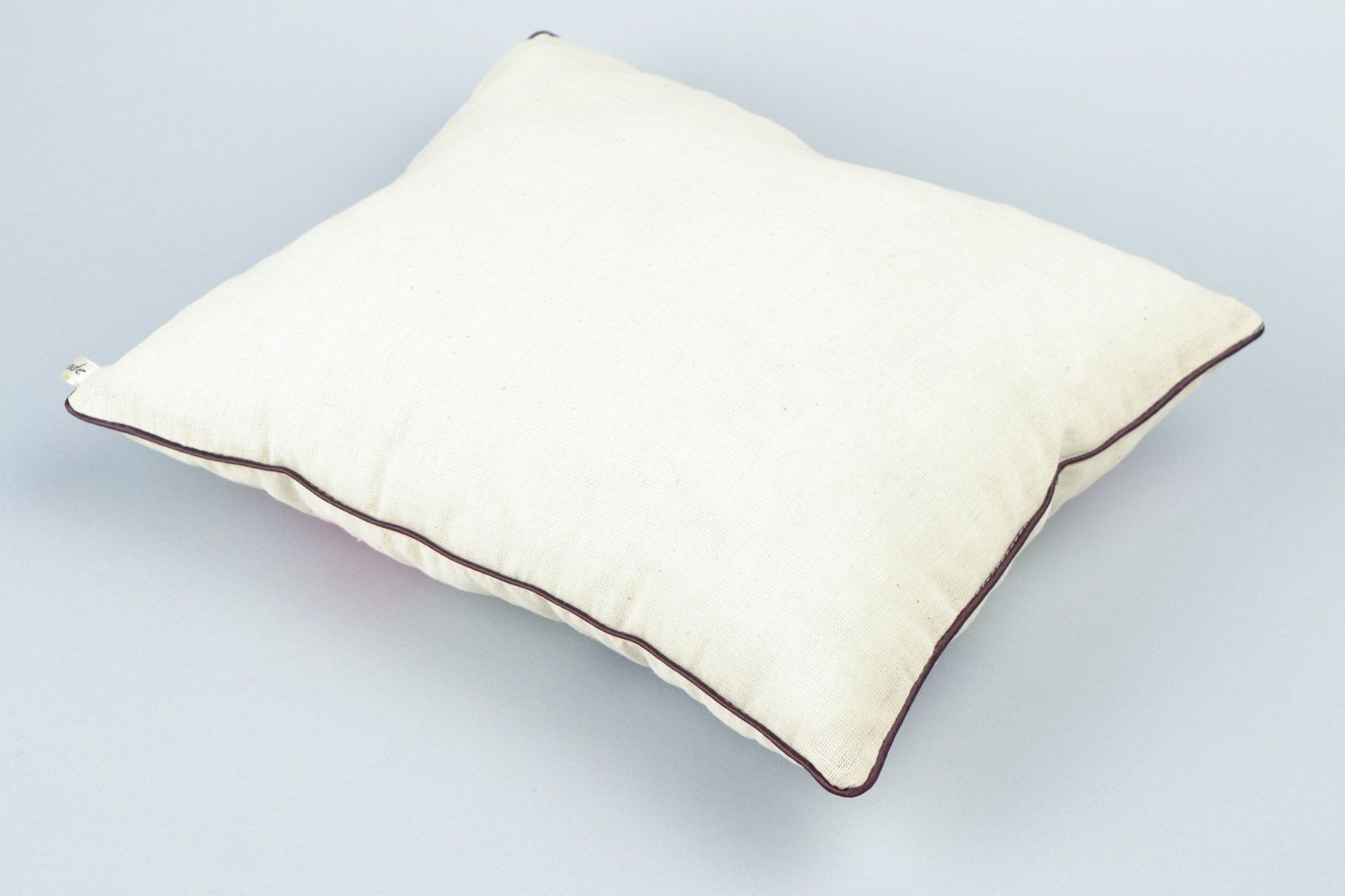 Handmade decorative white throw pillow sewn of natural fabrics Kind Dog photo 5
