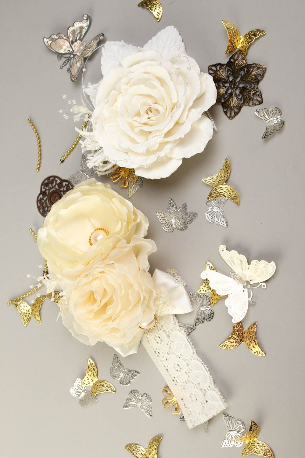 Beautiful handmade head accessories set flower headband hair comb gifts for her photo 1
