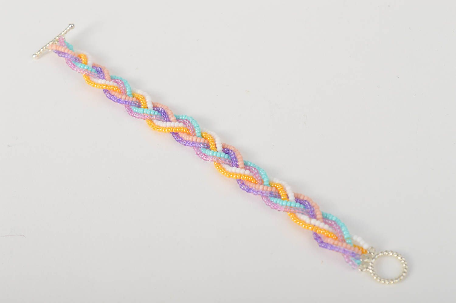 Bracelet perles rocaille Bijou fait main tressé multicolore Accessoire femme photo 4