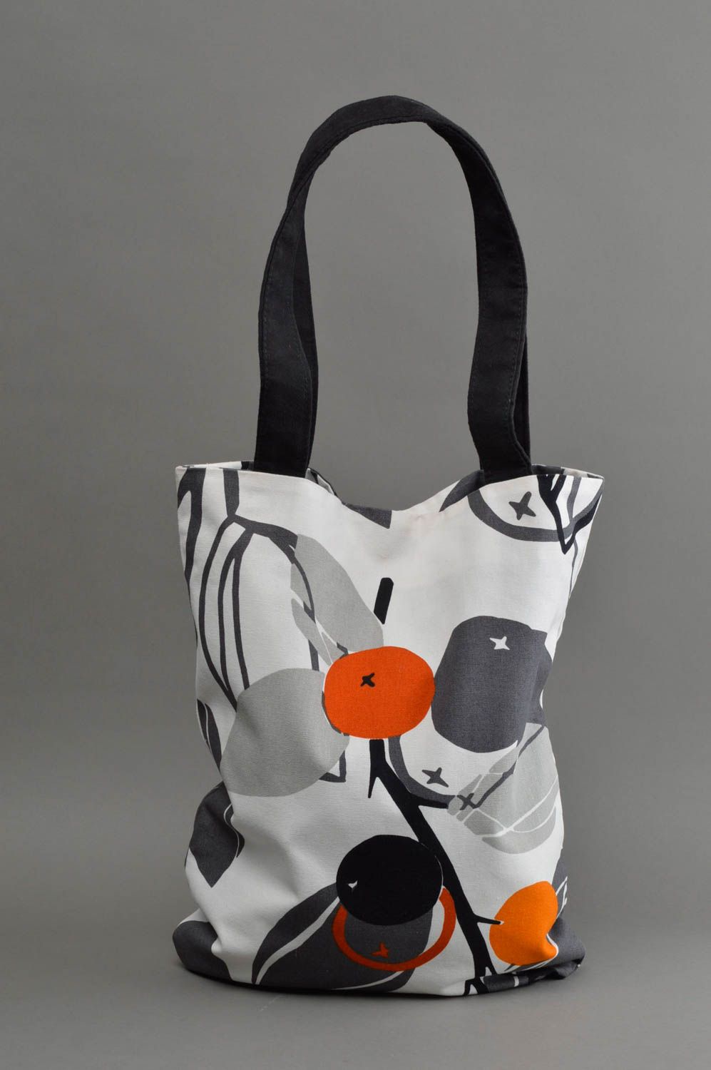 Große bequeme originelle graue Damen Tasche aus Baumwolle mit Print handmade foto 1