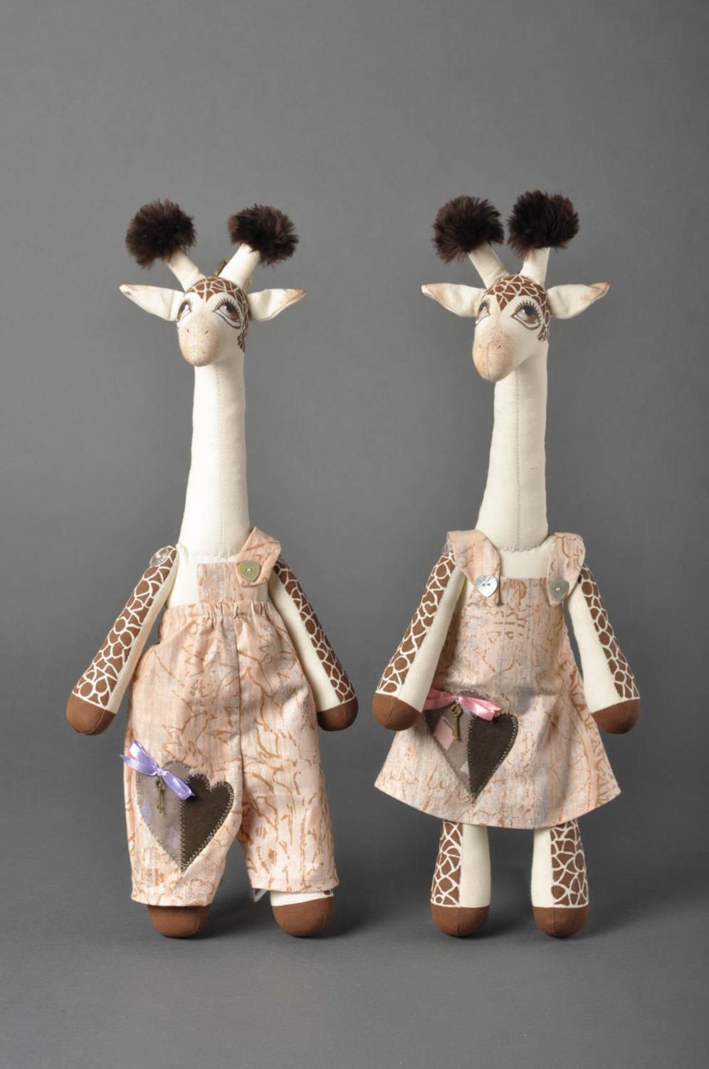 Jouets enfant fait main 2 Peluches animaux girafes Cadeau original décor photo 2