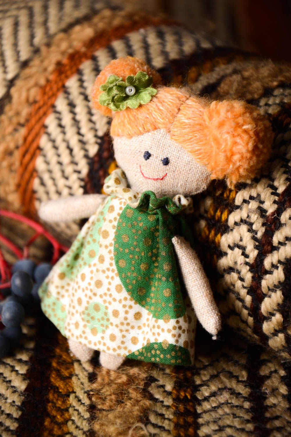 Juguete artesanal de algodón y lino muñeca de peluche regalo original  foto 2