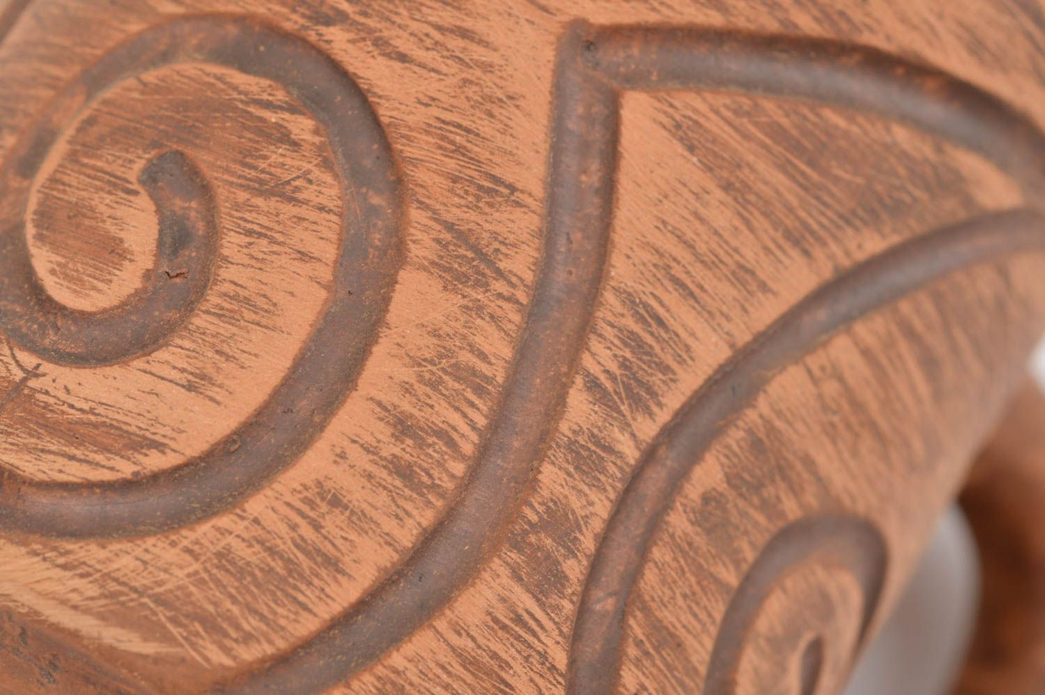 Tasse en céramique à motif spiralé brune originale faite main agréable photo 5