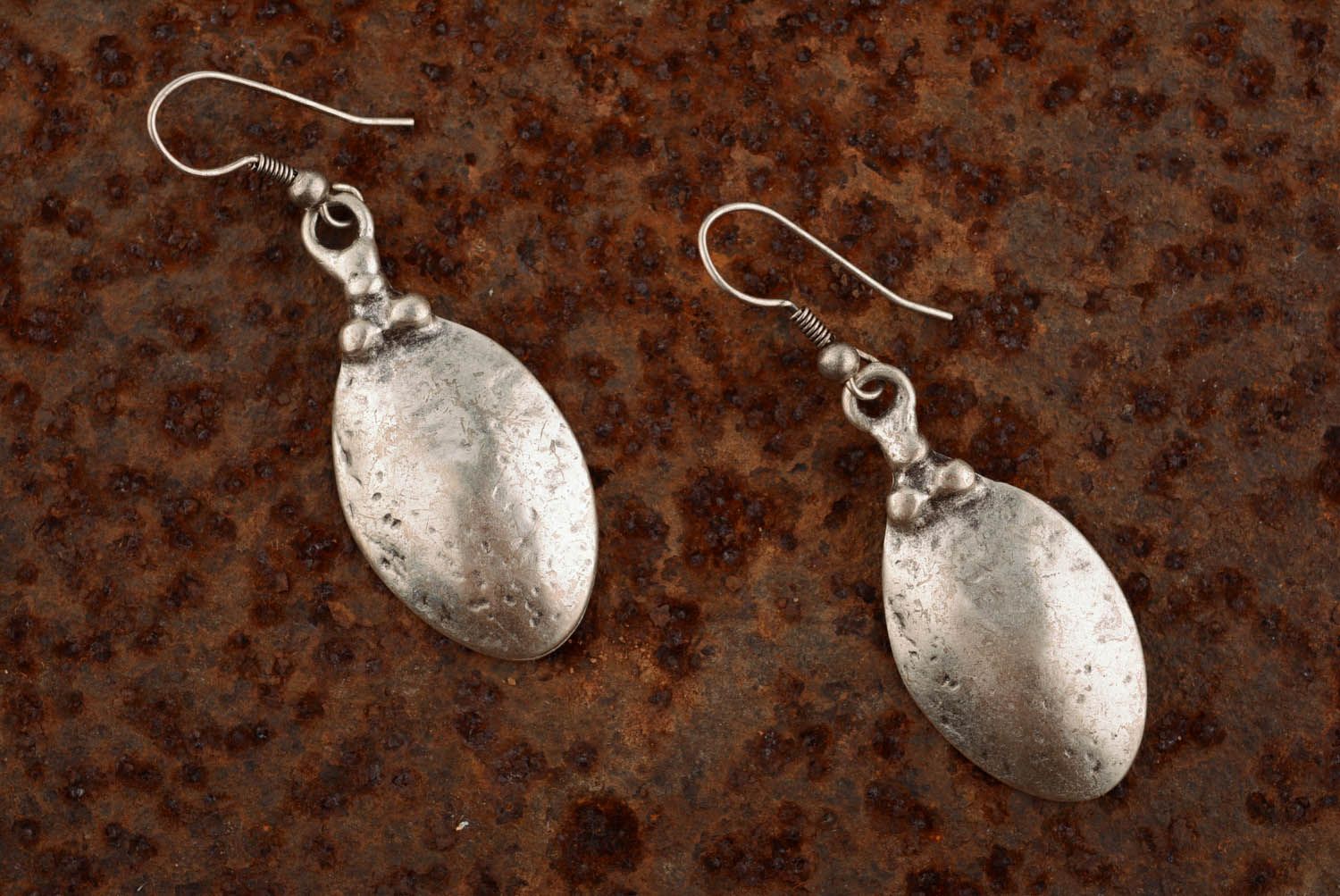 Metal earrings with pendants Spoons photo 1