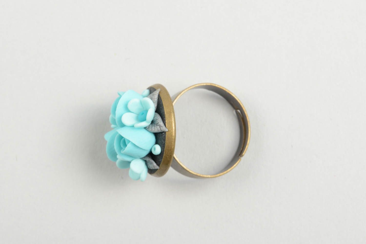 Кольцо ручной работы украшение из полимерной глины украшение кольцо с цветами фото 4