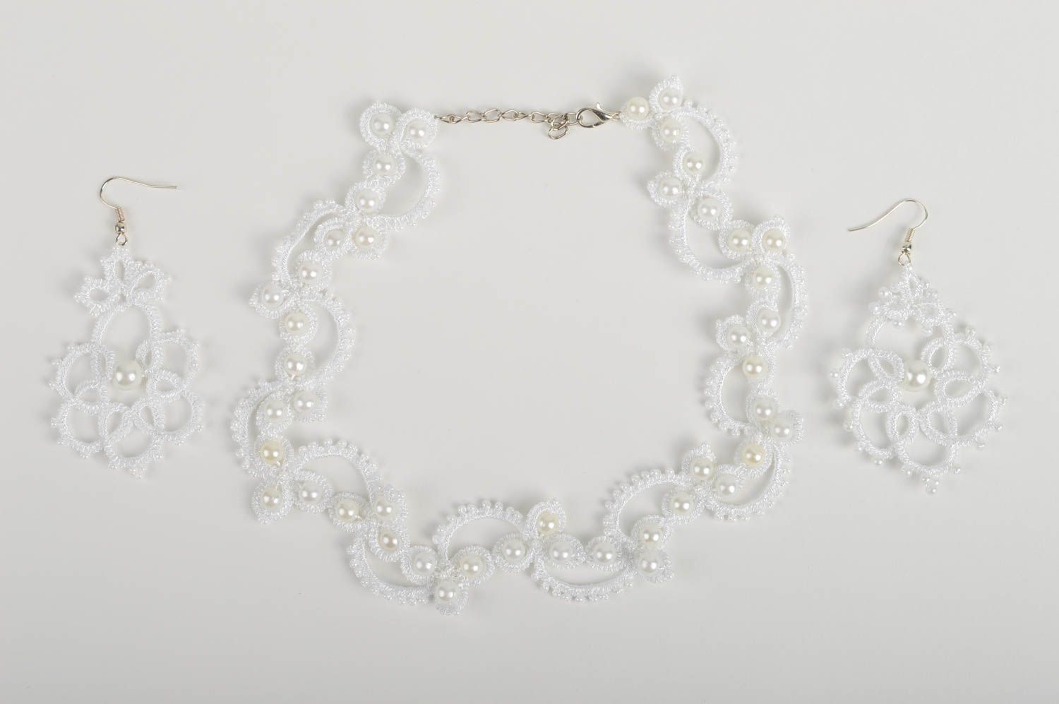 Collana e orecchini fatti a mano parure di gioielli accessori da donna foto 2