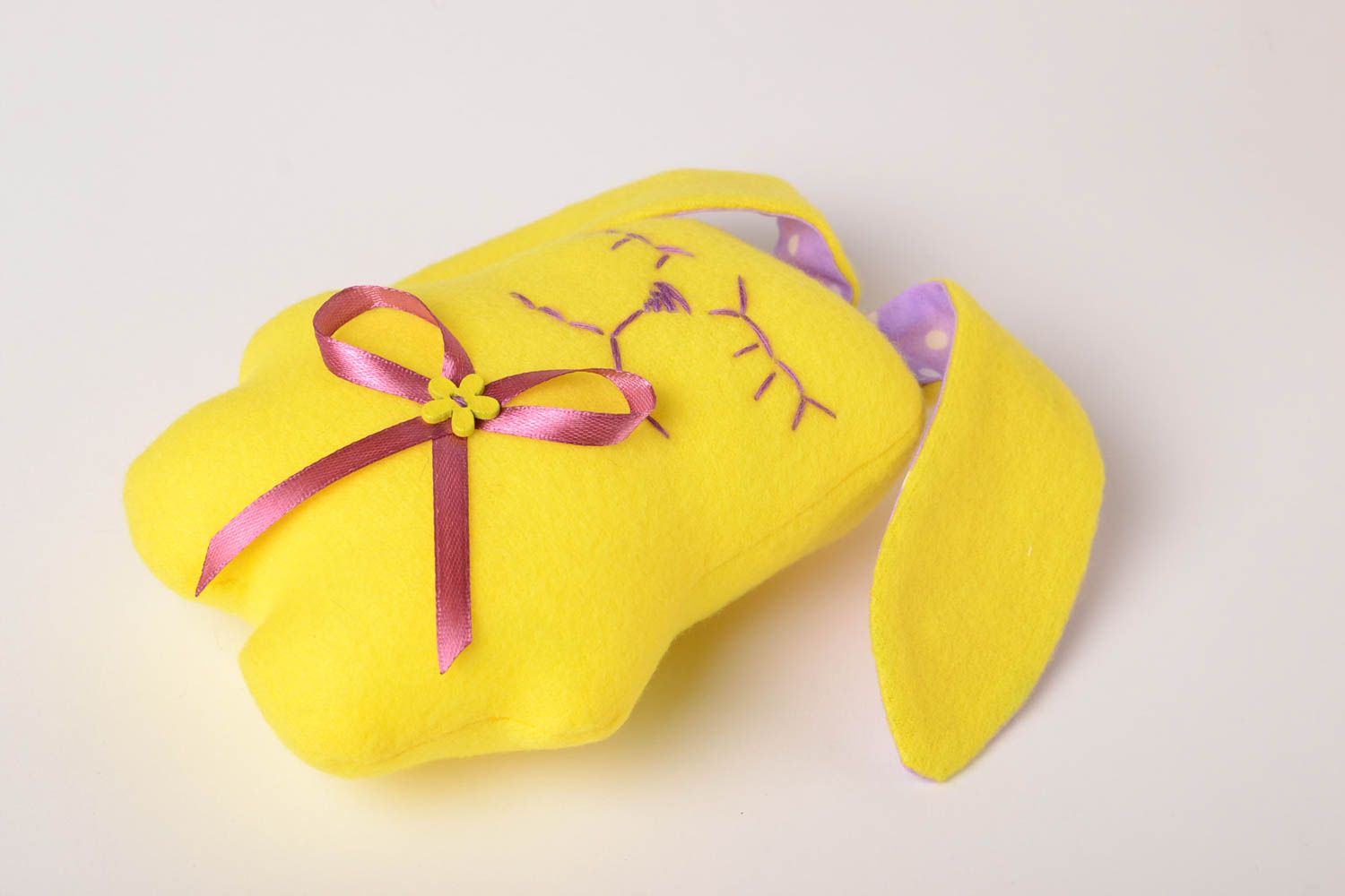 Muñeco de tela juguete artesanal peluche original conejito amarillo bonito foto 3