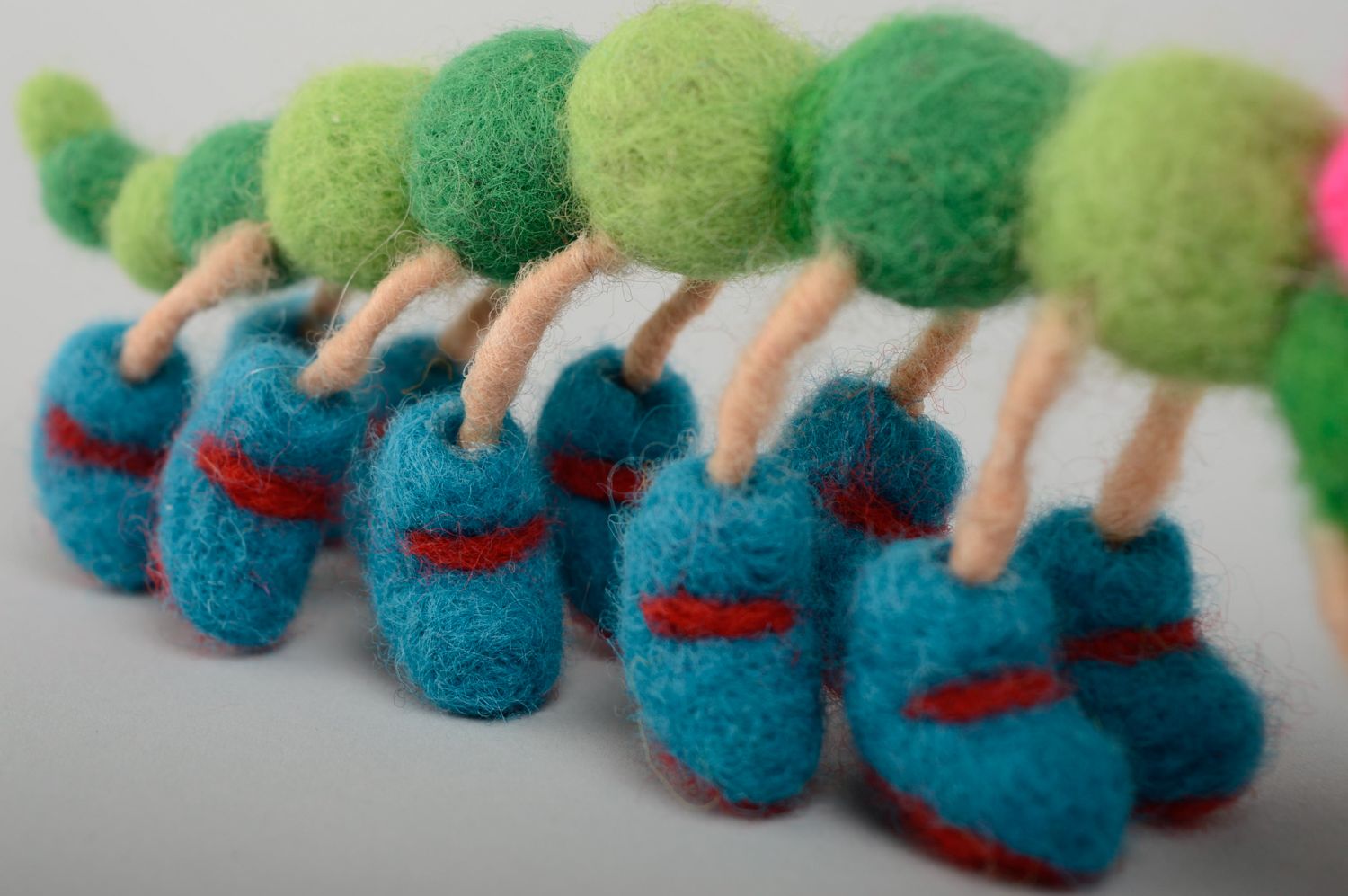 Bright felted wool toy Worm photo 3