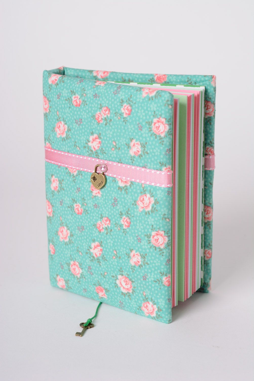 Carnet de notes fantaisie couverture en tissu à motif floral original fait main photo 1
