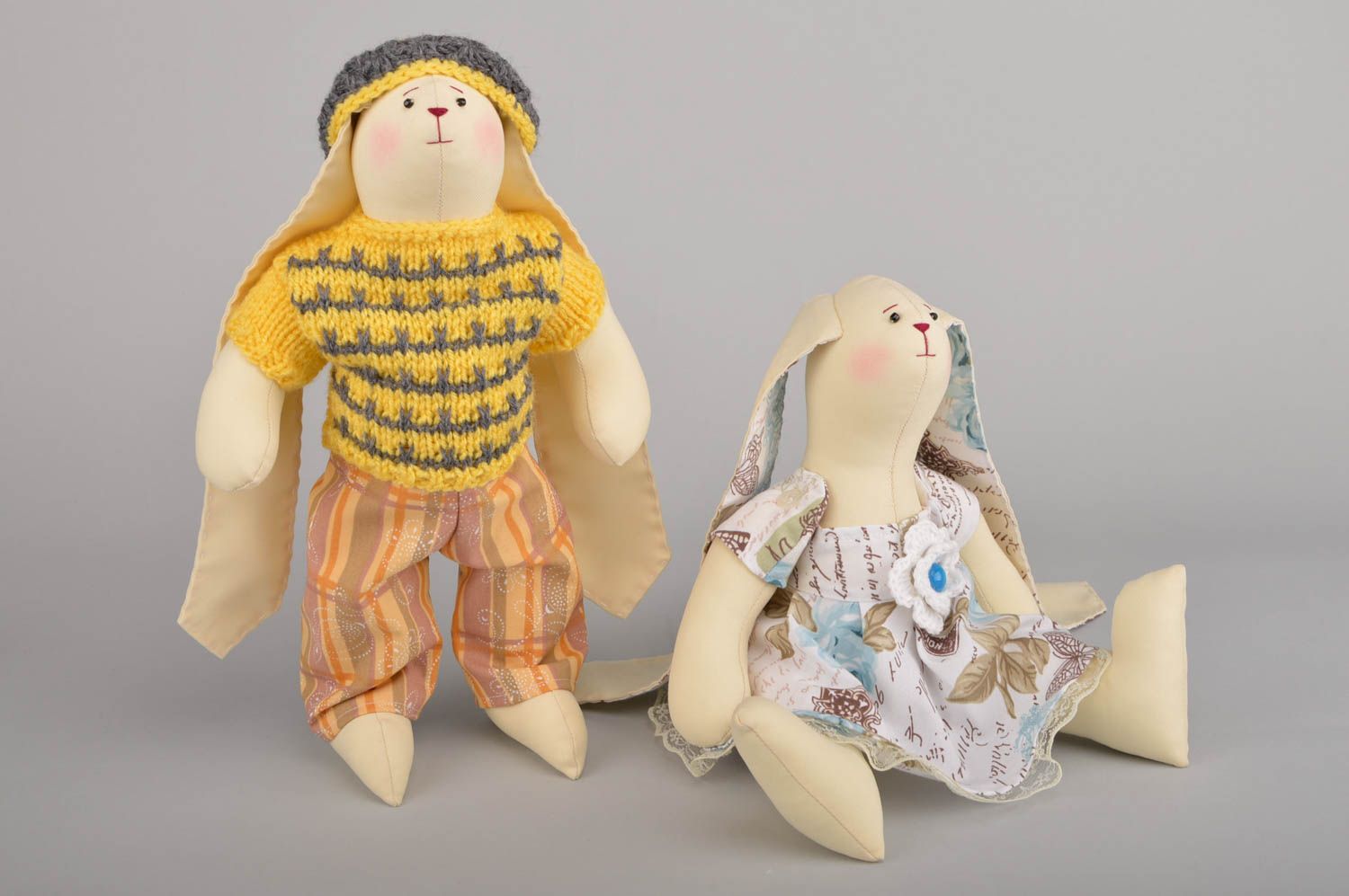 Künstlerische Kuscheltiere aus Stoff Baumwolle schön 2 Stück handmade für Dekor foto 4