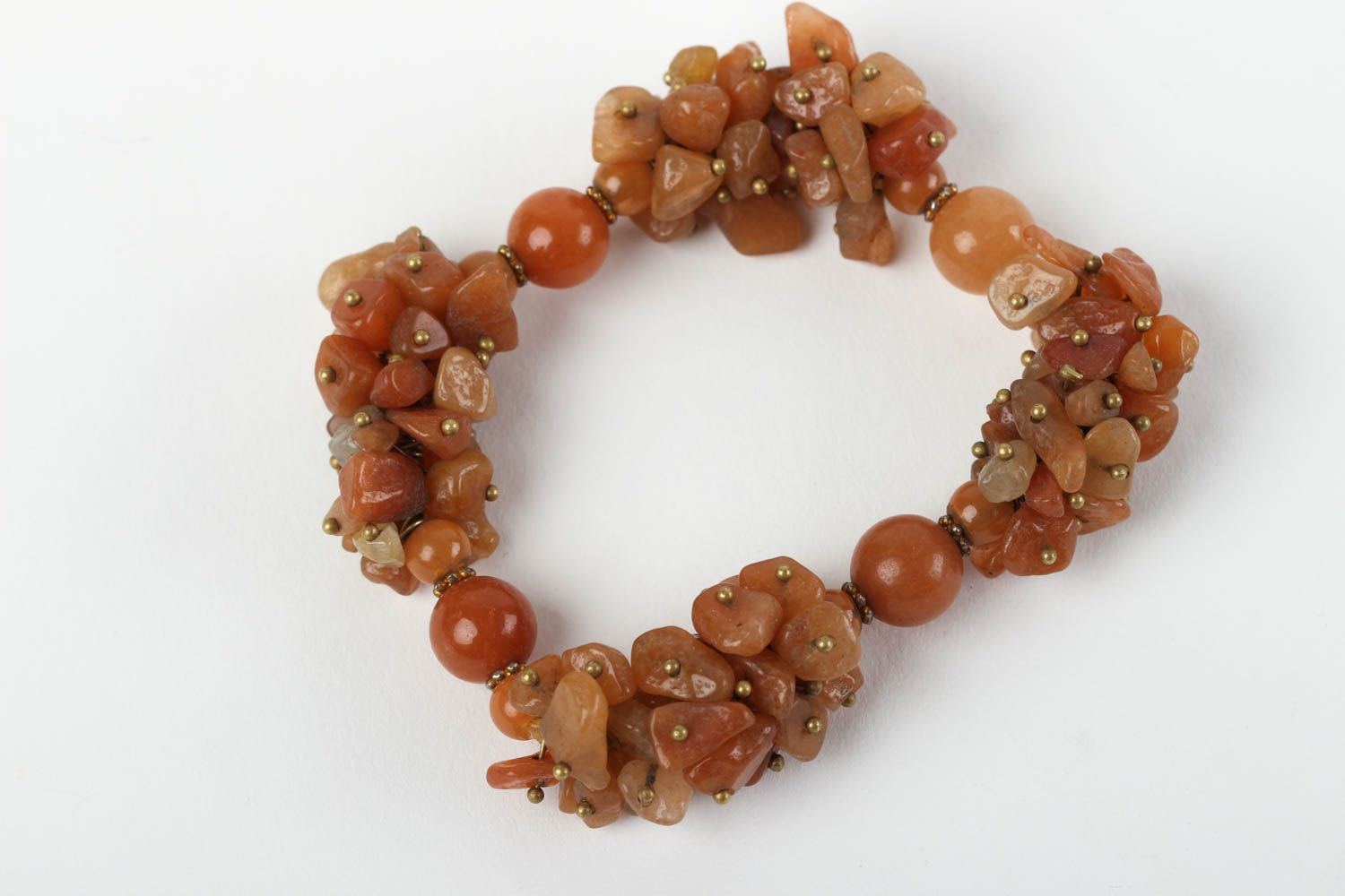 Bracelet en pierres Bijou fait main marron cornaline Accessoire femme design photo 2