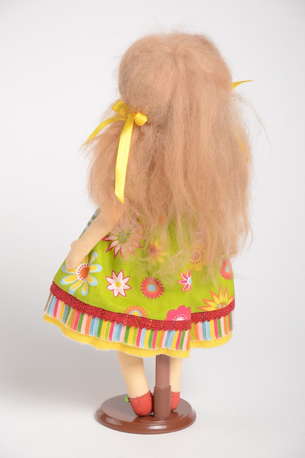 Кукла ручной работы кукла из ткани мягкая кукла расписная с подставкой фото 4