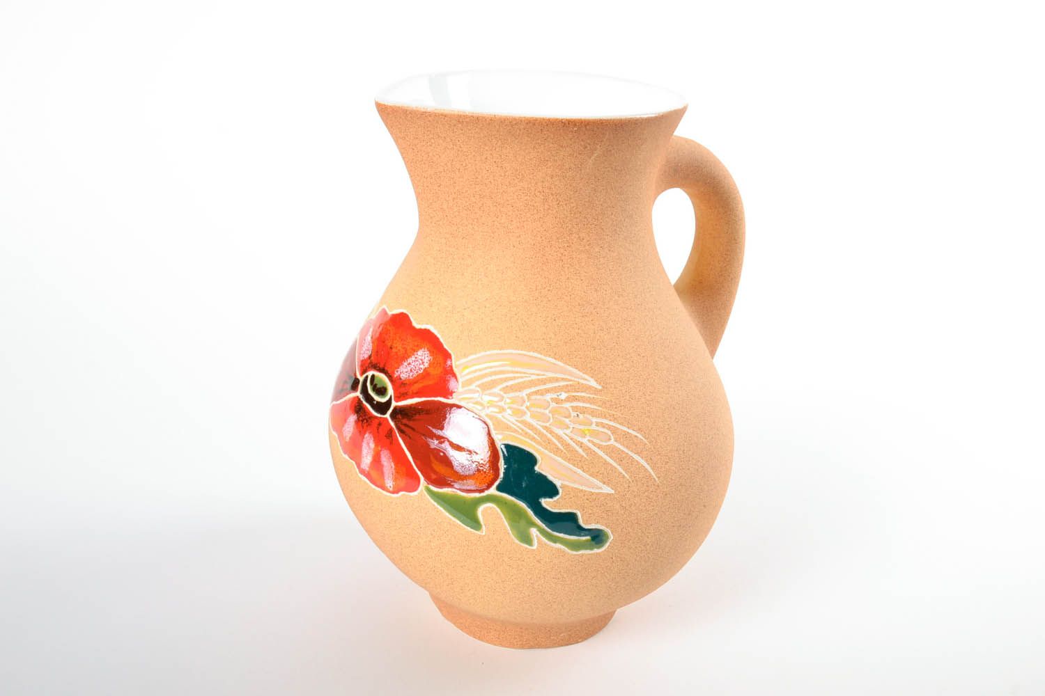 50 oz ceramic glazed hand-painted juice jug with handle 9 inches, 3,42 lb photo 4