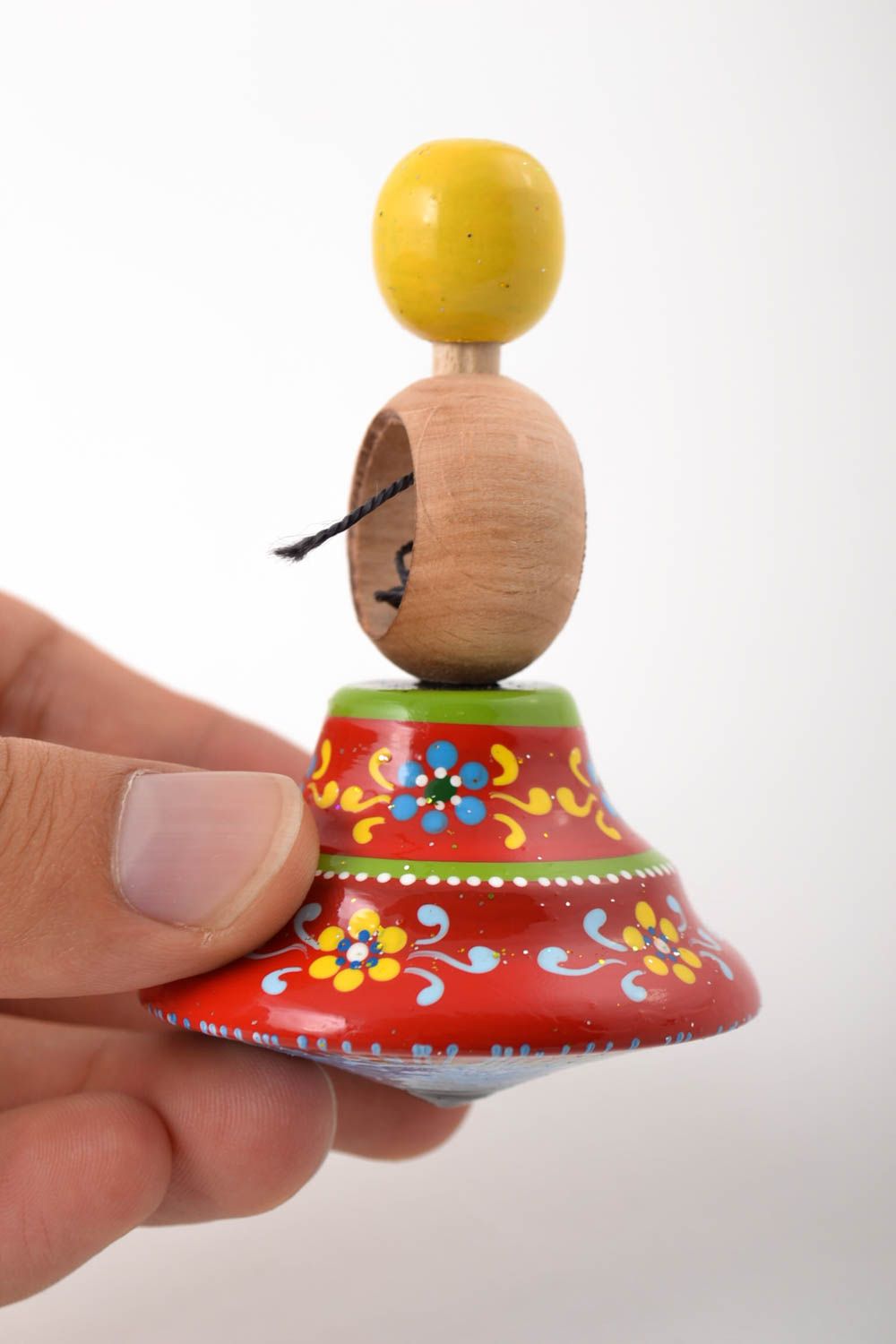 Children humming top handmade eco friendly colored wooden toy spinning top photo 5