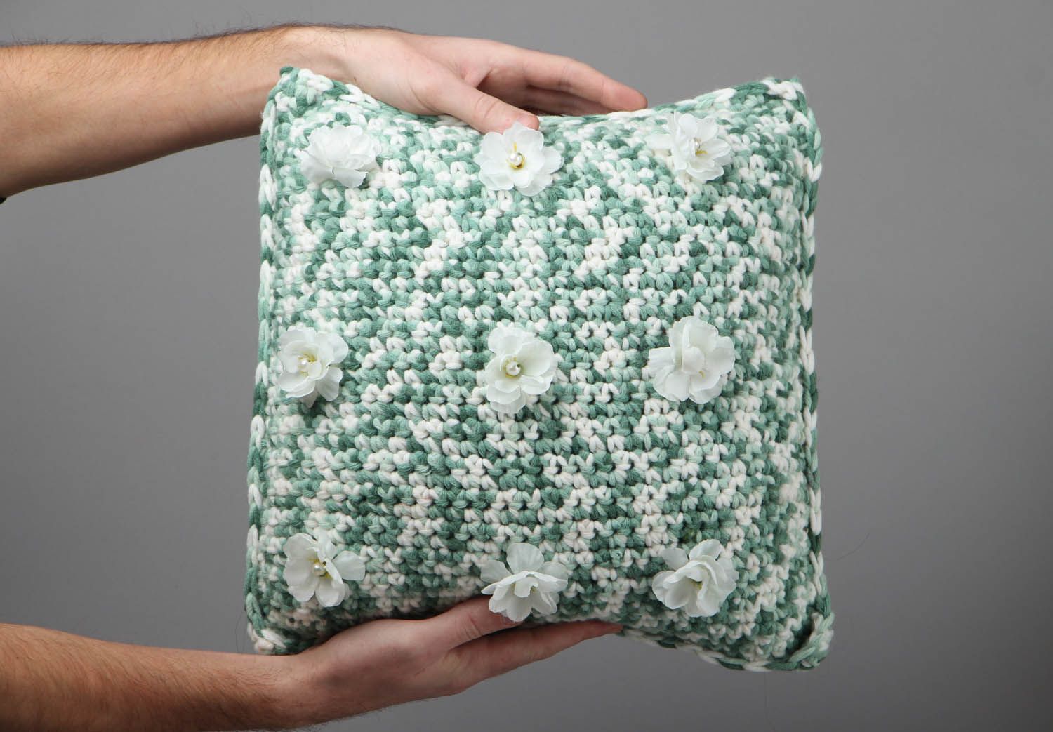 Künstlerisches Sofa Kissen mit Blumen  foto 4