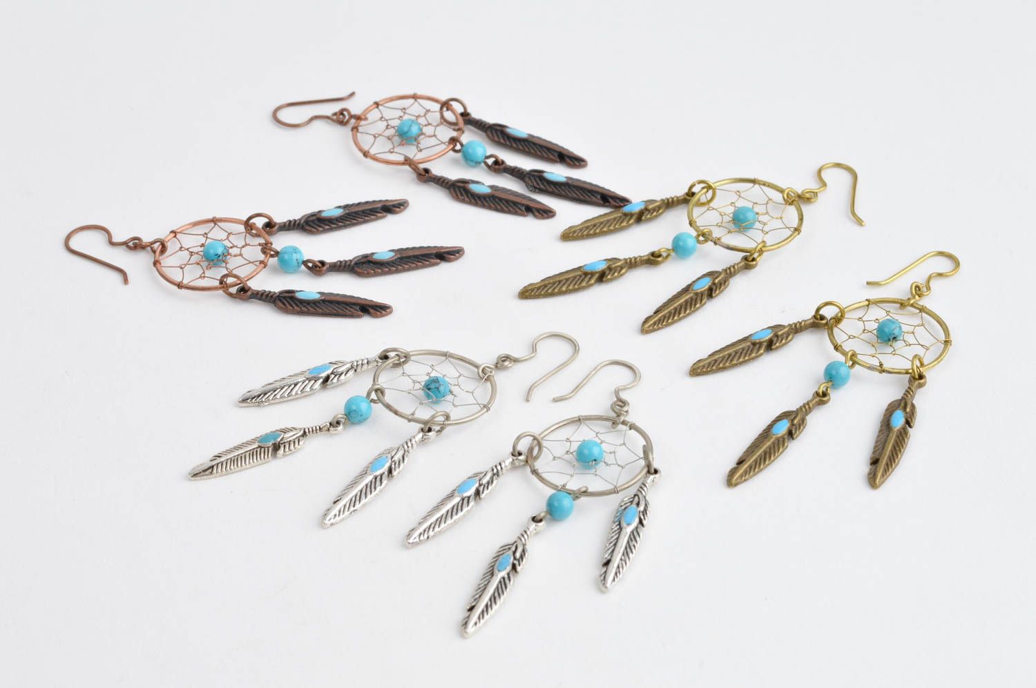 Handmade Metall Ohrringe in Blau Juwelier Modeschmuck lange Ohrringe schön foto 1