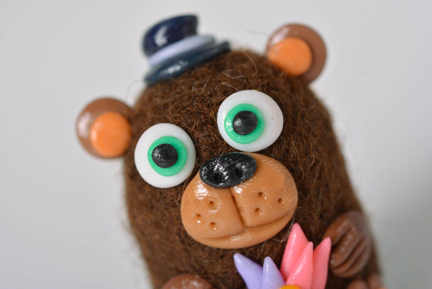 Игрушка ручной работы интерьерная игрушка медведя с цветком мягкая игрушка фото 2