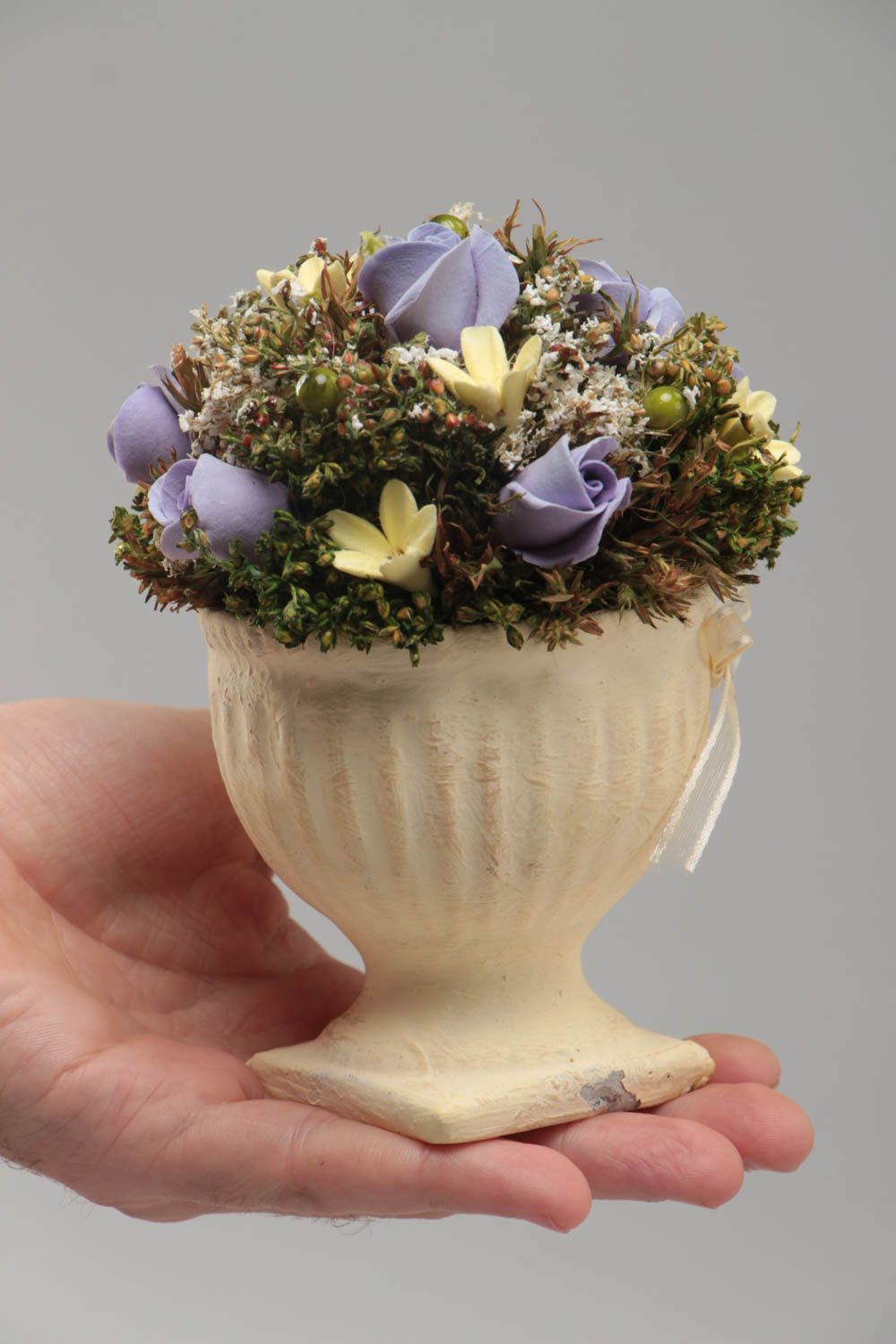 Fiori artificiali in vaso fatti a mano figurina decorativa in argilla polimerica foto 5