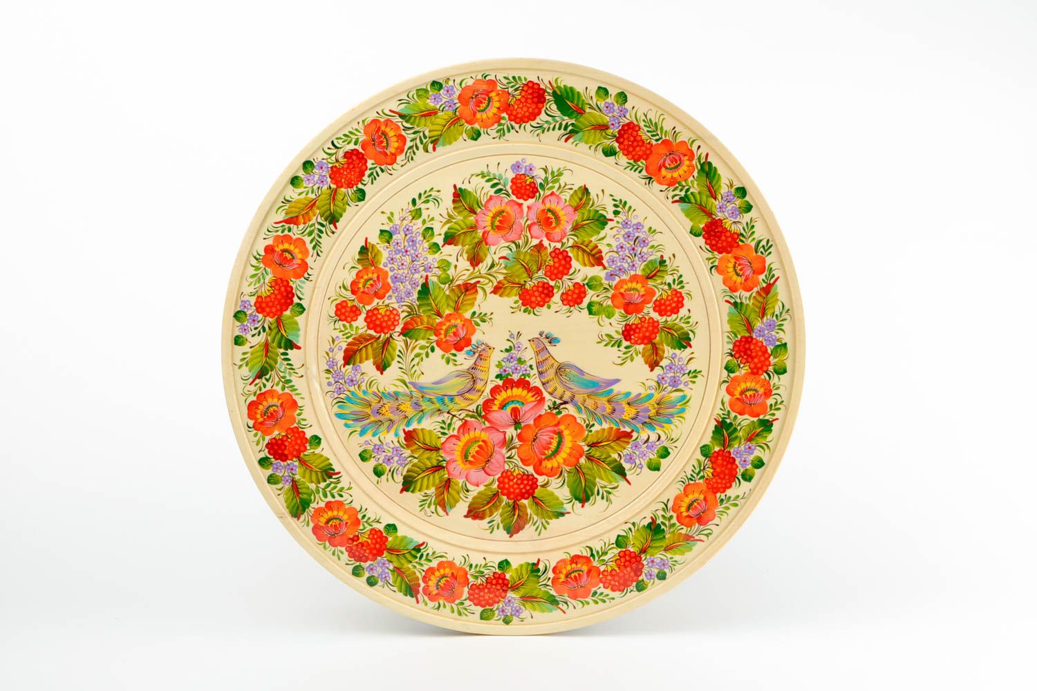 Декоративная тарелка ручной работы деревянная тарелка декор для дома круглая фото 4