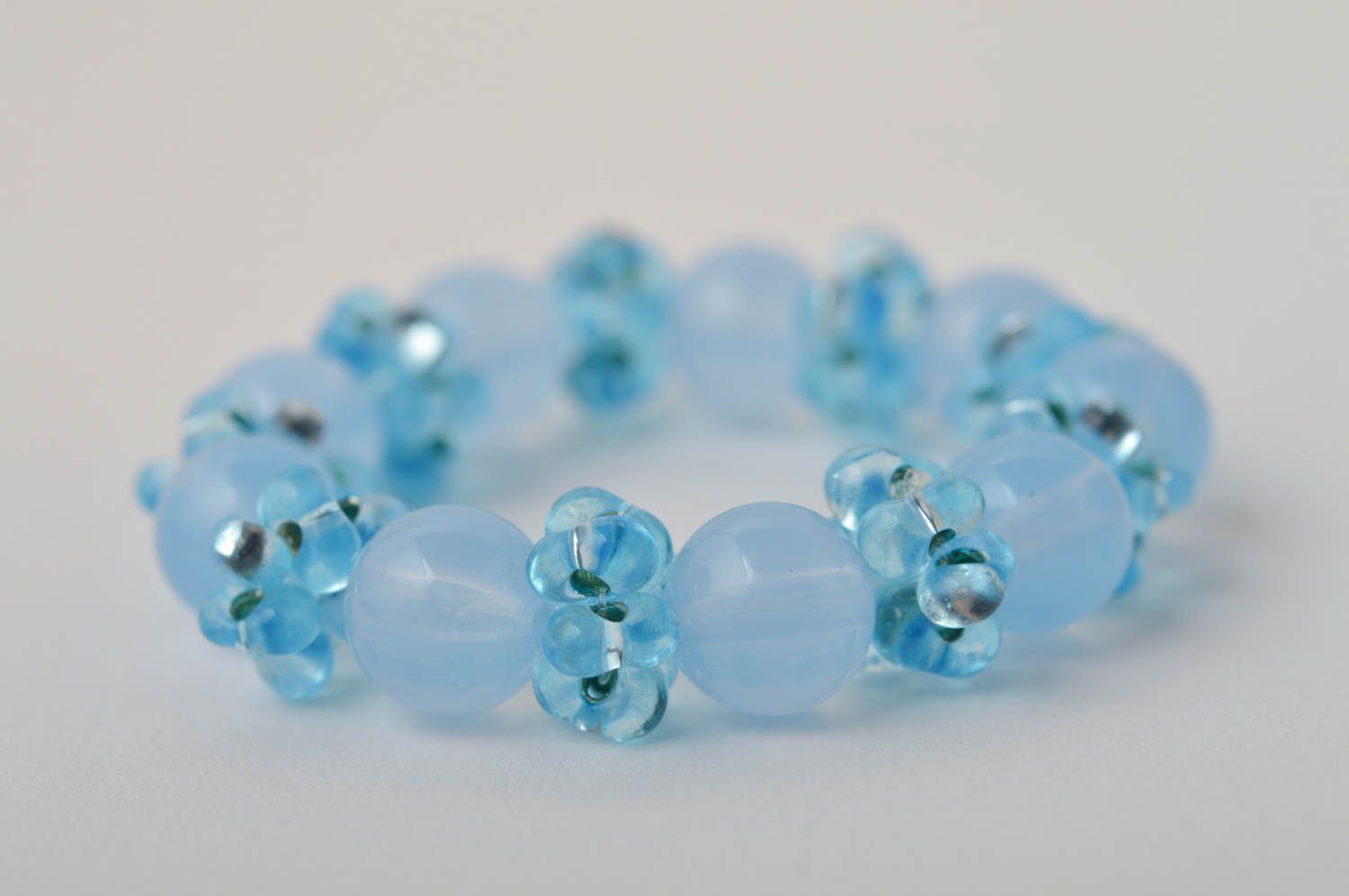 Modeschmuck Armband Kinder Accessoire Perlen Armband handmade in Blau auffallend foto 5