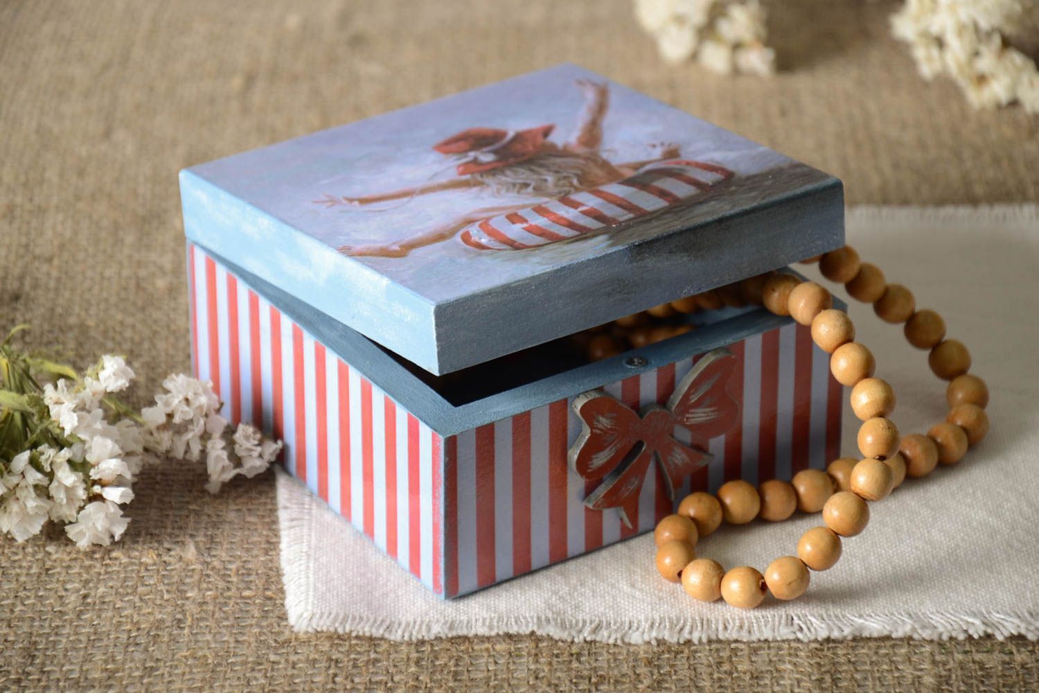 Handmade wooden box jewelry box design decoupage ideas home decoration photo 1