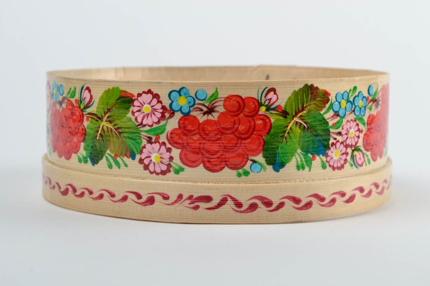 Wooden handmade sieve designer Petrykivka painting kitchenware ethnic present photo 4