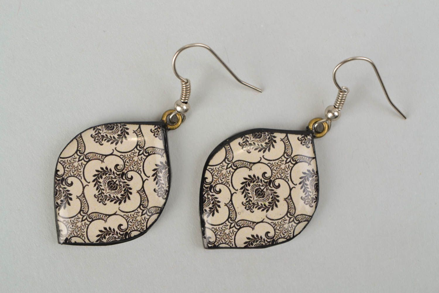 Polymer clay dangle earrings coated with glaze photo 3