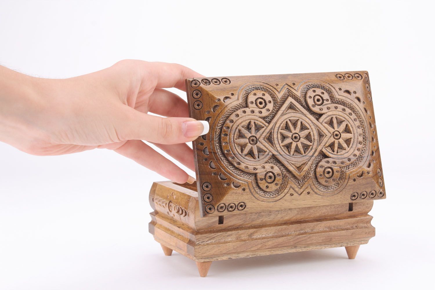 Beautiful carved wooden box photo 4