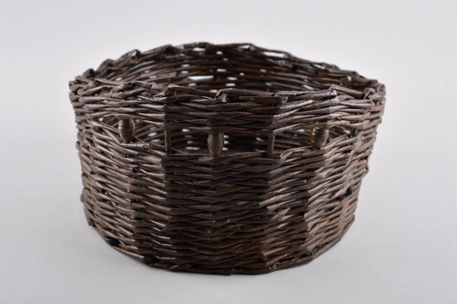 Handmade decorative basket unusual woven paper basket stylish interior decor photo 3