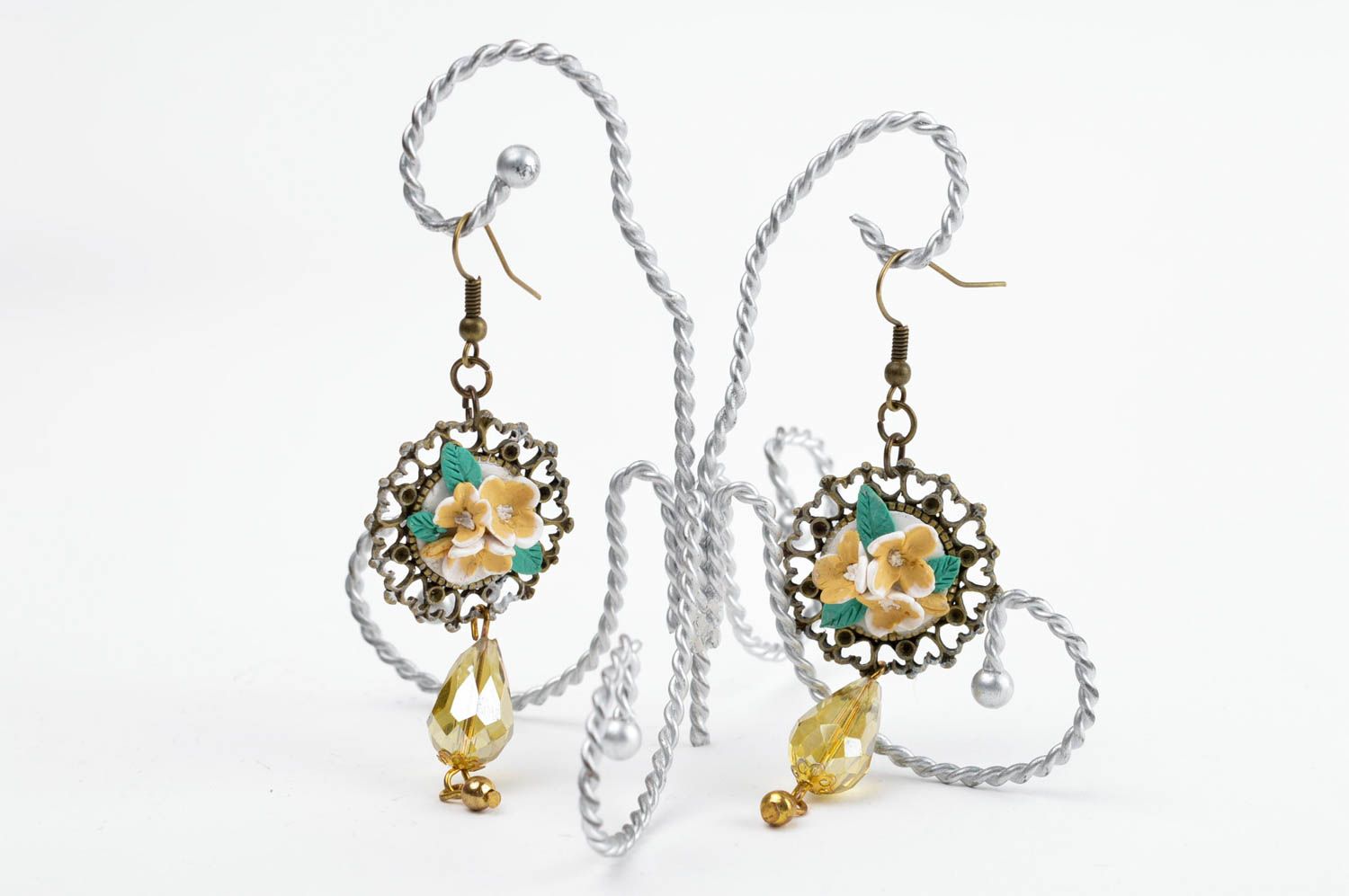 Elegant unusual necklace handmade stylish earrings beautiful jewelry photo 1