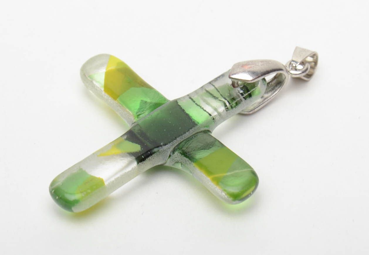 Homemade fused glass cross photo 5