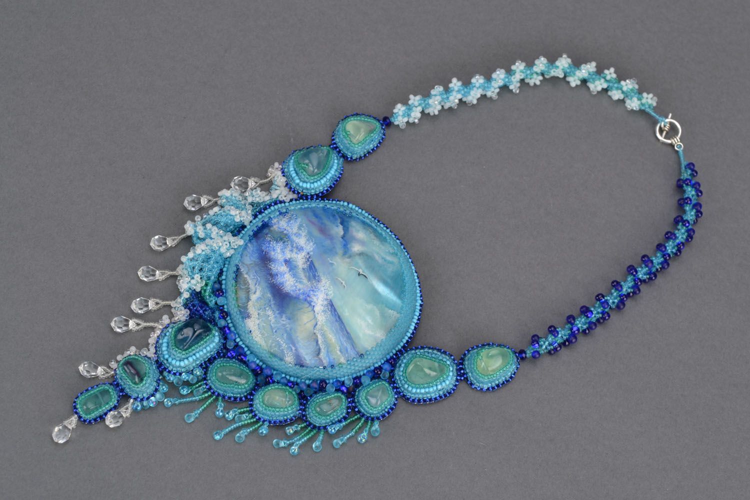 Author's handmade necklace Sea photo 3