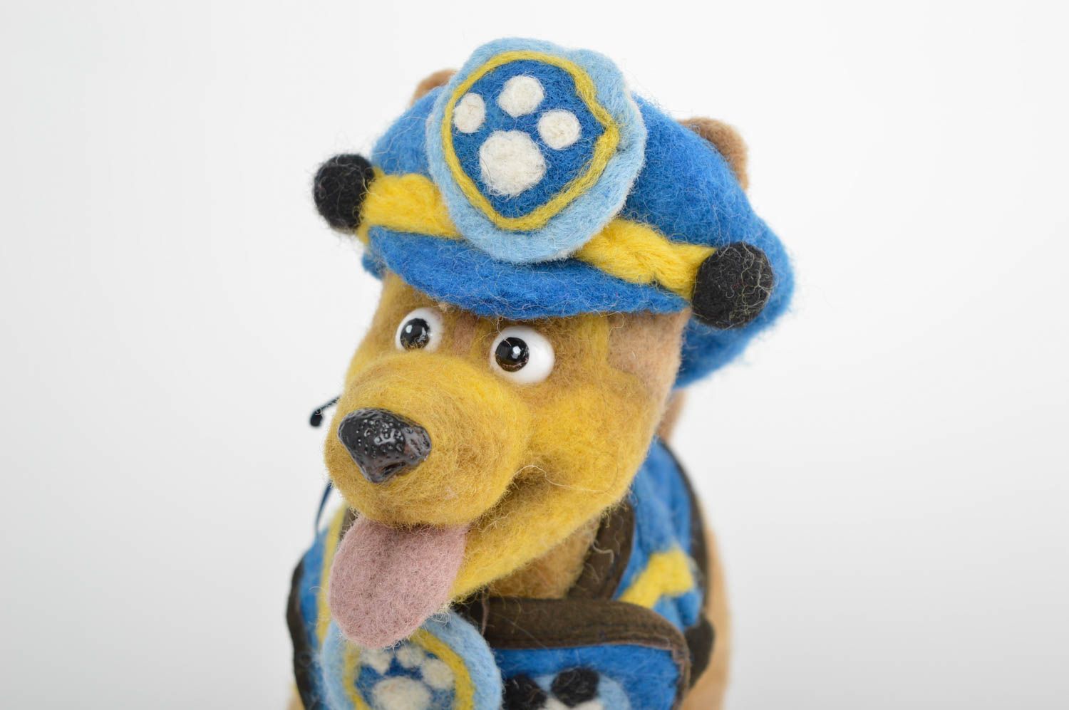 Handmade kleines Kuscheltier natürliches Spielzeug Designer Geschenk Hund Wolle foto 2