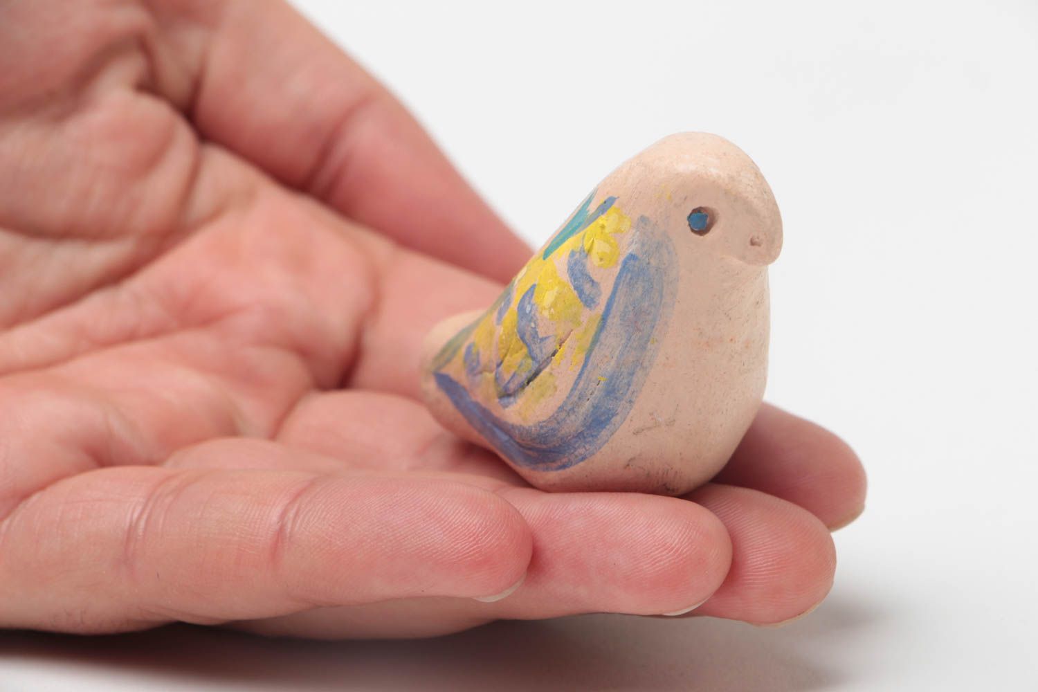 Clay handmade painted toy whistle for children bird eco friendly home decor photo 5