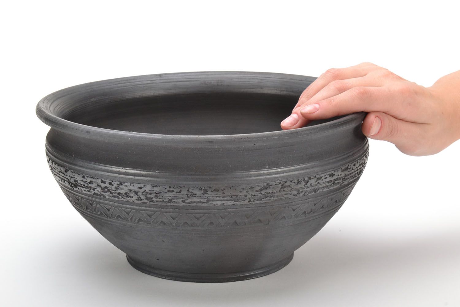 Clay bowl black smoke ceramics photo 5