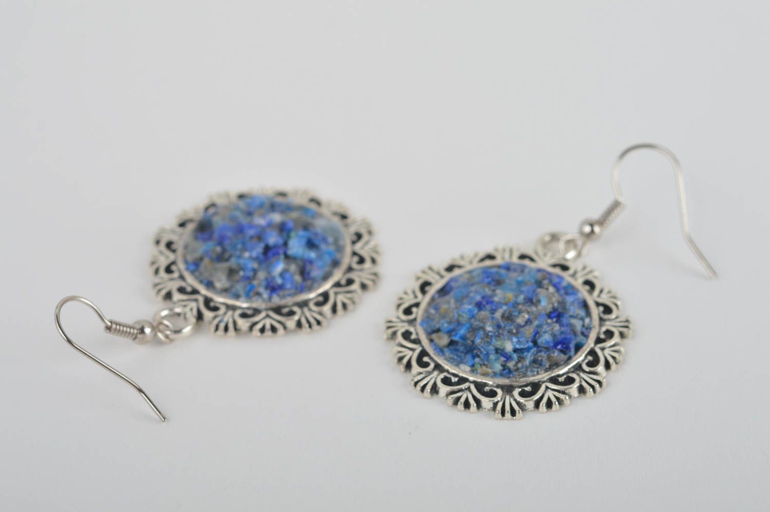 Schmuck handgemacht Damen Ohrringe Designer Schmuck blau Accessoires für Frauen foto 5