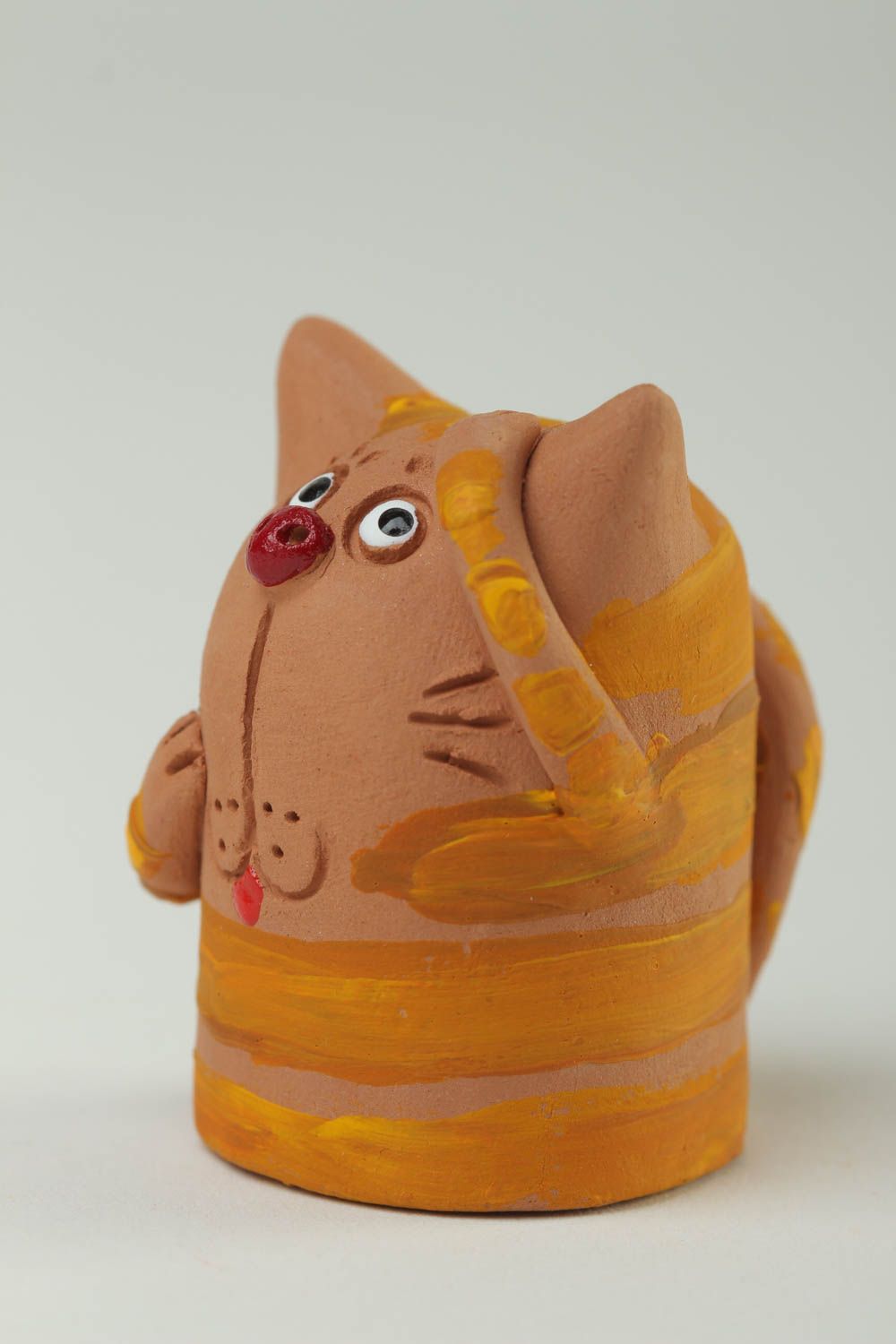 Кот из глины фигурка ручной работы фигурка для декора дома статуэтка для декора фото 2