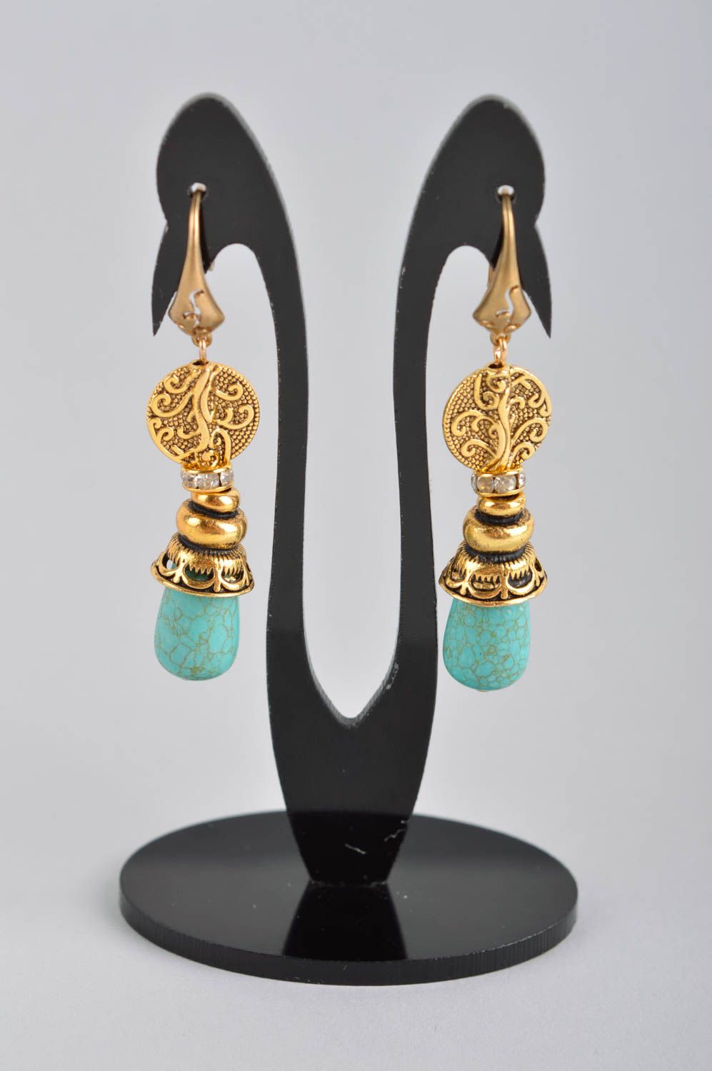 Ohrringe aus Metall handmade Naturstein Schmuck in Blau Juwelier Modeschmuck foto 2