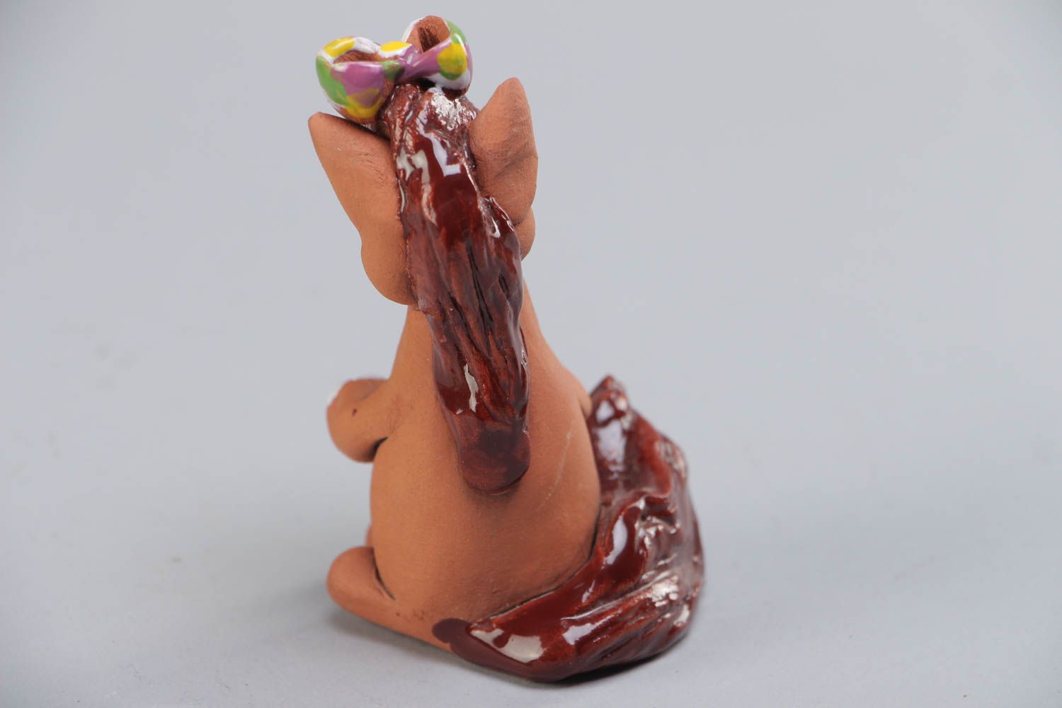 Handmade collectible miniature ceramic animal figurine of horse painted  photo 4