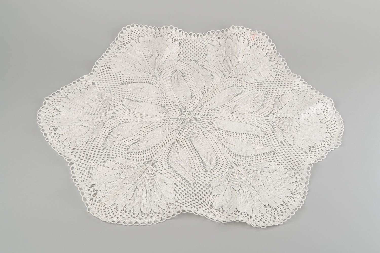 Handmade knitted tablecloth openwork table napkin vintage style interior decor photo 3