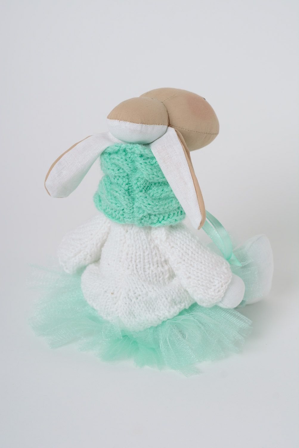Funny handmade designer soft toy sewn of cotton fabric in the shape of Lamb photo 4
