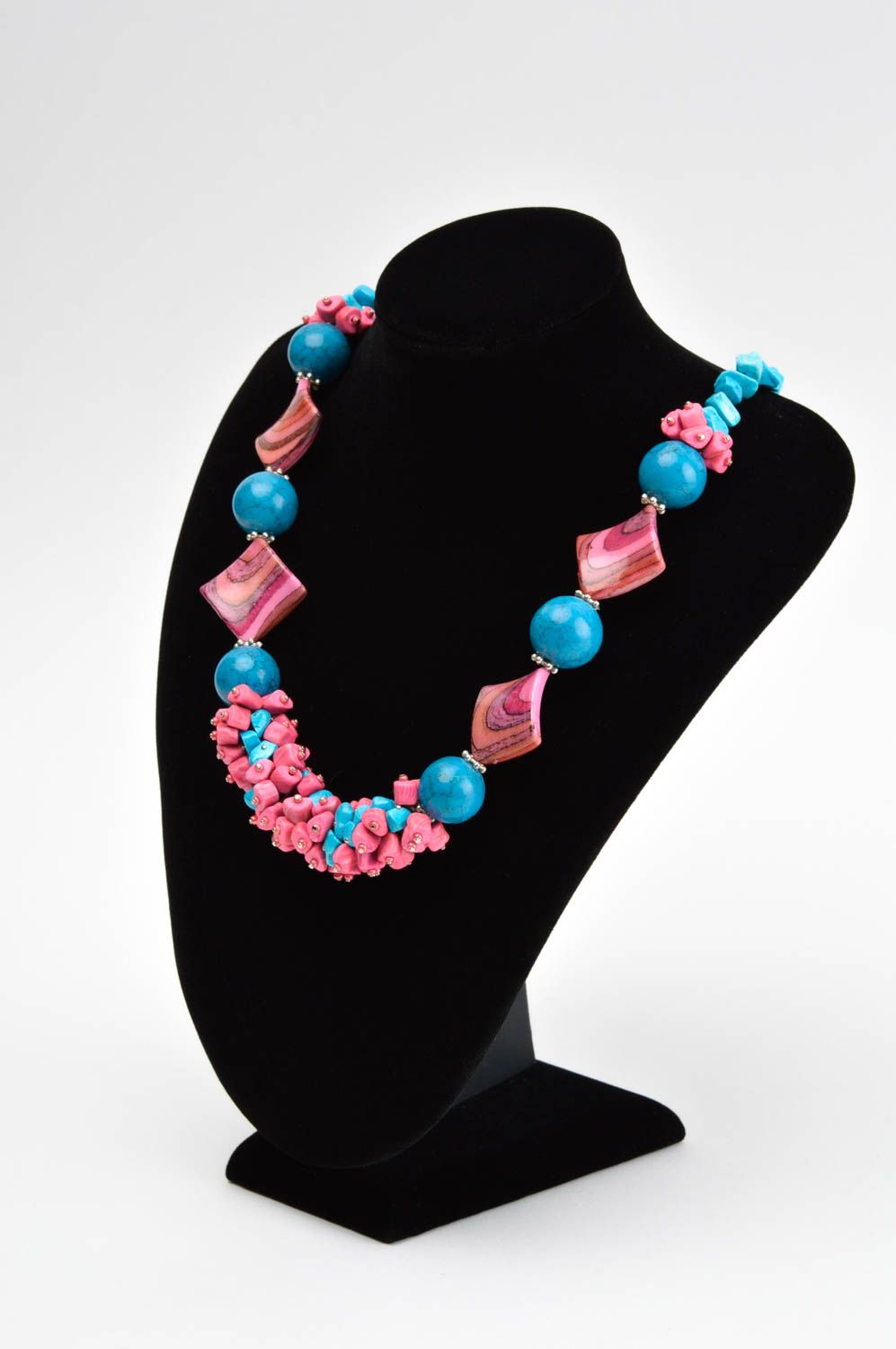 Handmade necklace with howlite natural stone necklace stylish elegant jewelry photo 1