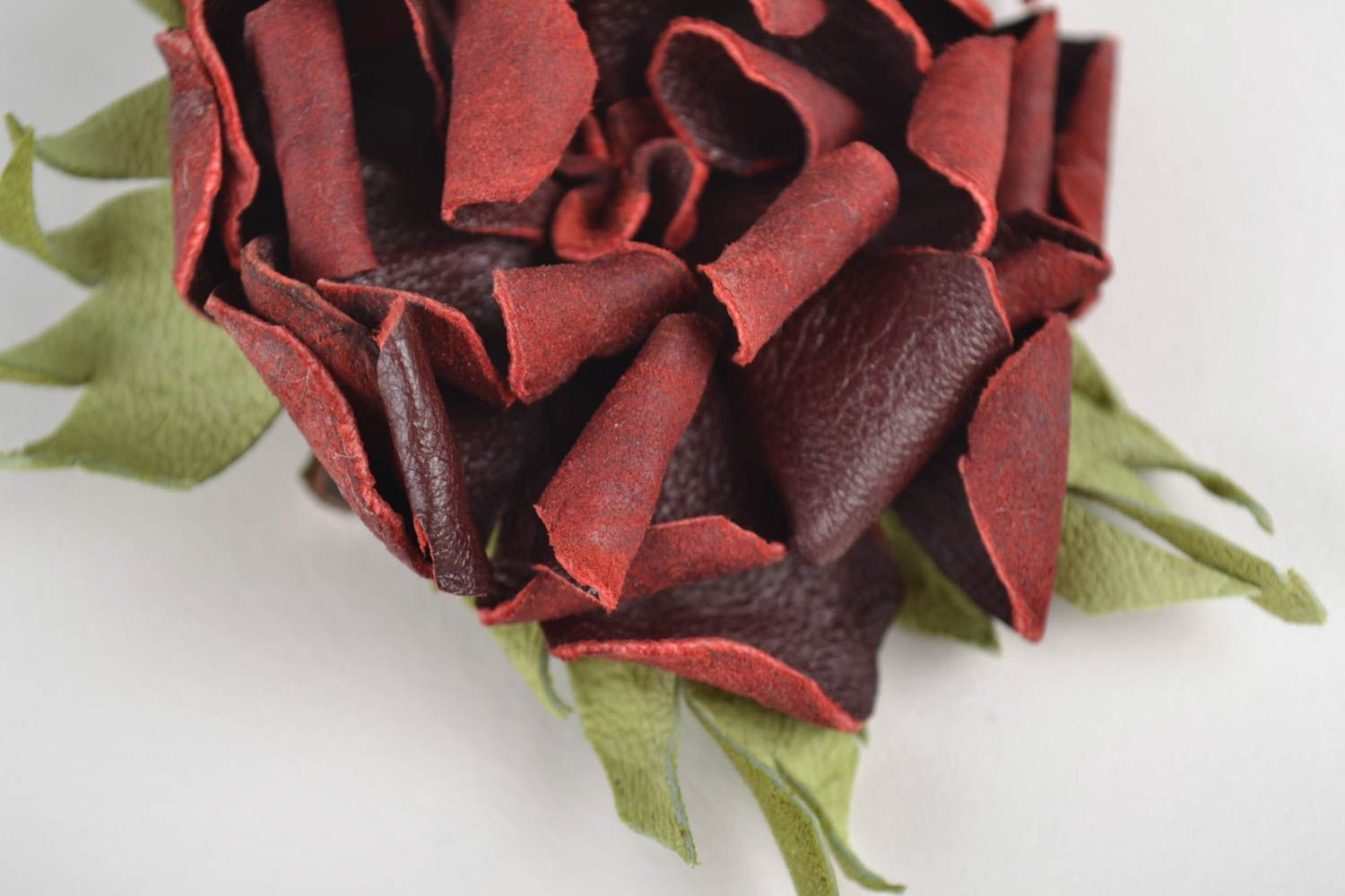Blumen Brosche handmade Schmuck aus Leder Designer Accessoire Geschenk für Frau foto 5